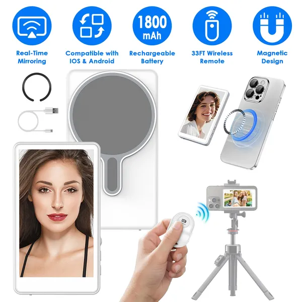 Vlog Selfie Monitor Screen Magnetic Rear Camera Phone Monitor Wireless Selfie Monitor…