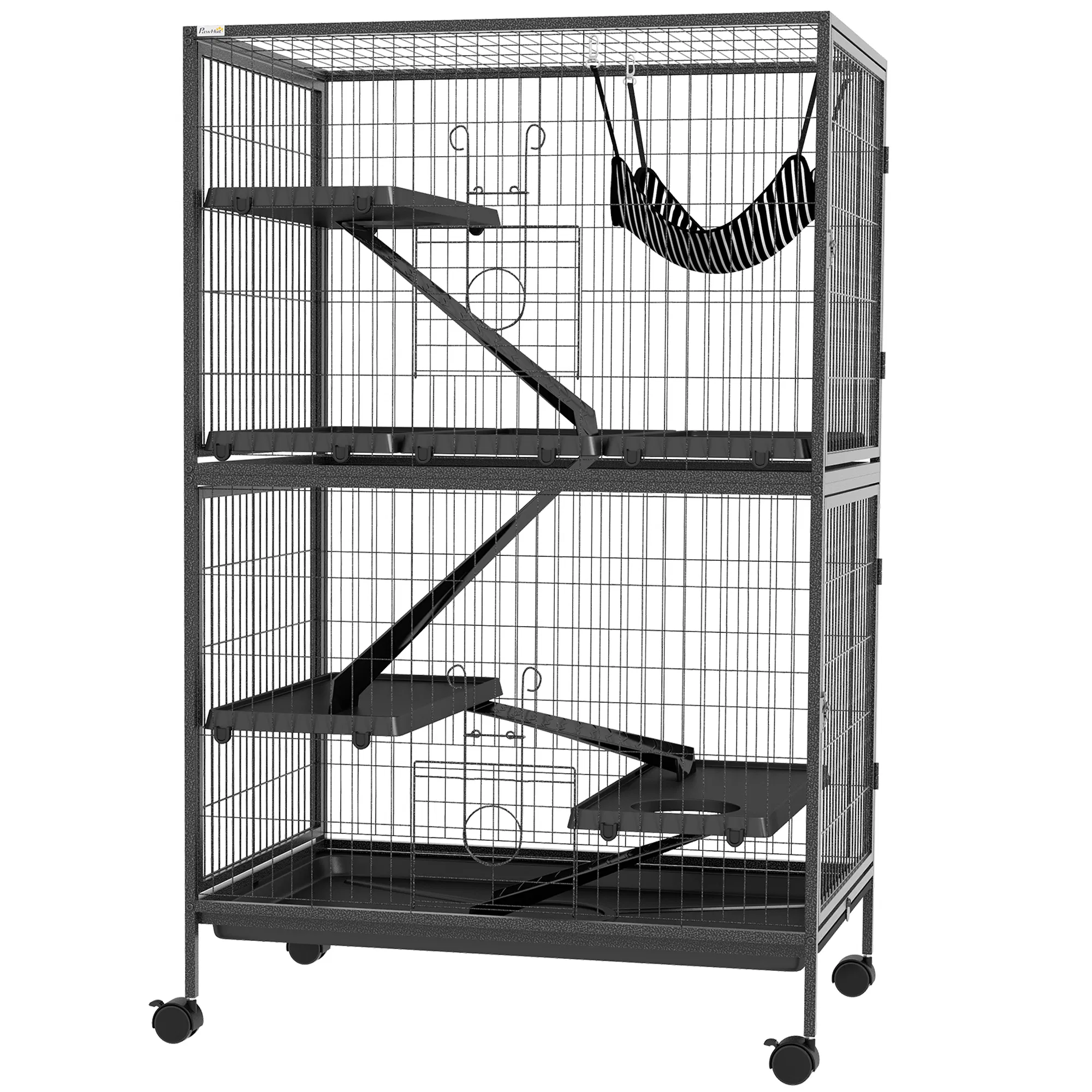 5-Tier Rolling Small Animal Cage, Deluxe Guinea Pig Cage, Ferret Cage for Mink Chinchilla…