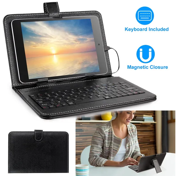 7.9in Protective Keyboard Case W/ Keyboard PU Leather Back Stand Tablet Cover Via USB 2.0…