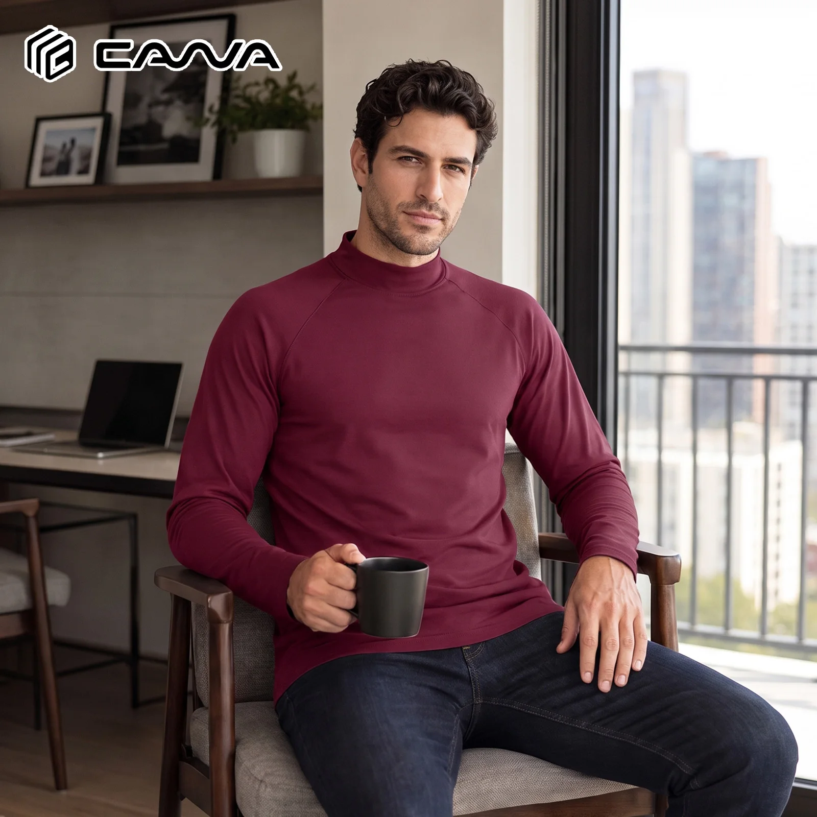 Men's Thermal Shirt Mock Turtleneck Fleece Lined Long Sleeve Base Layer Winter Warm…