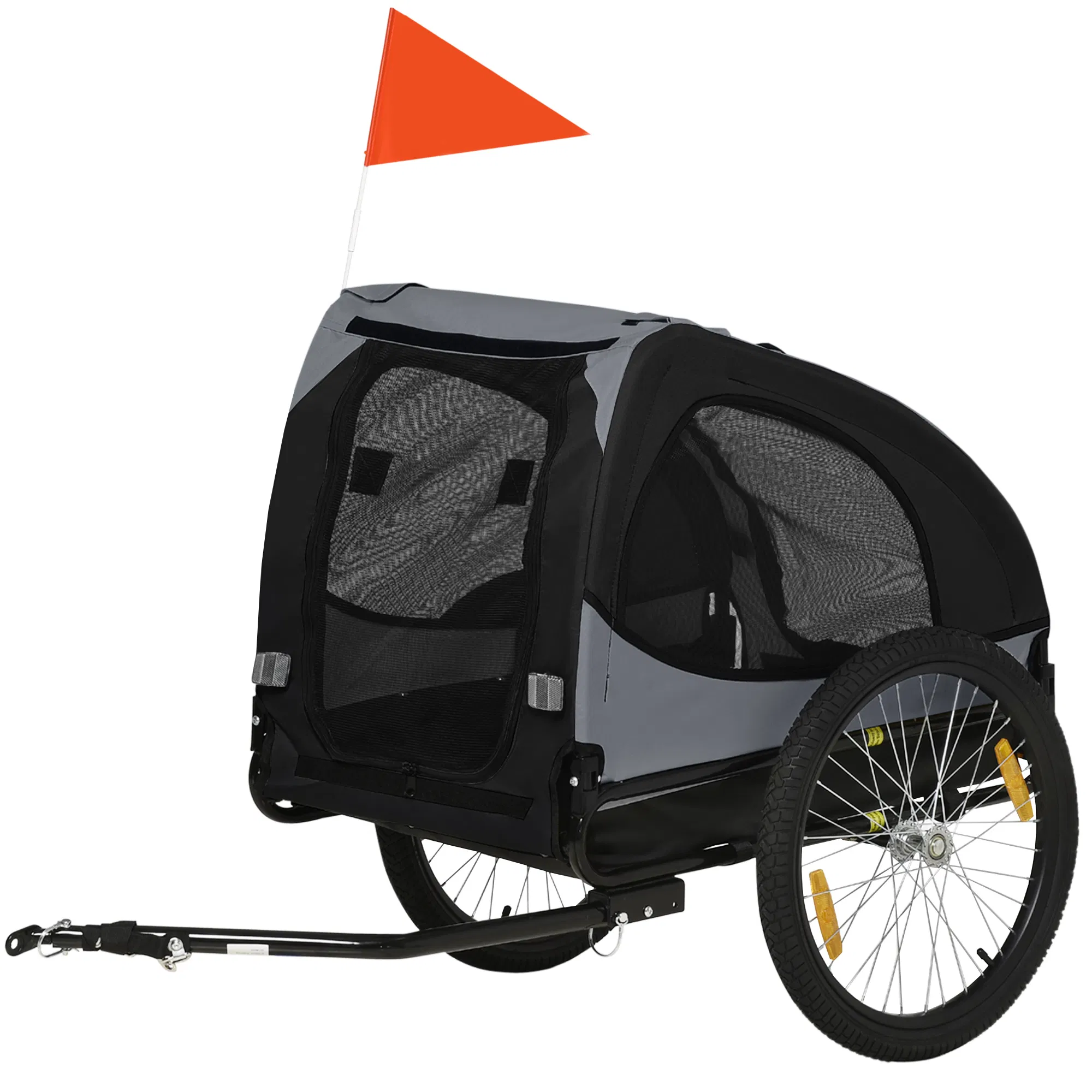 Dog Bike Trailer with Hitch Coupler, Quick Release Wheels, Reflectors, Flag for Medium…