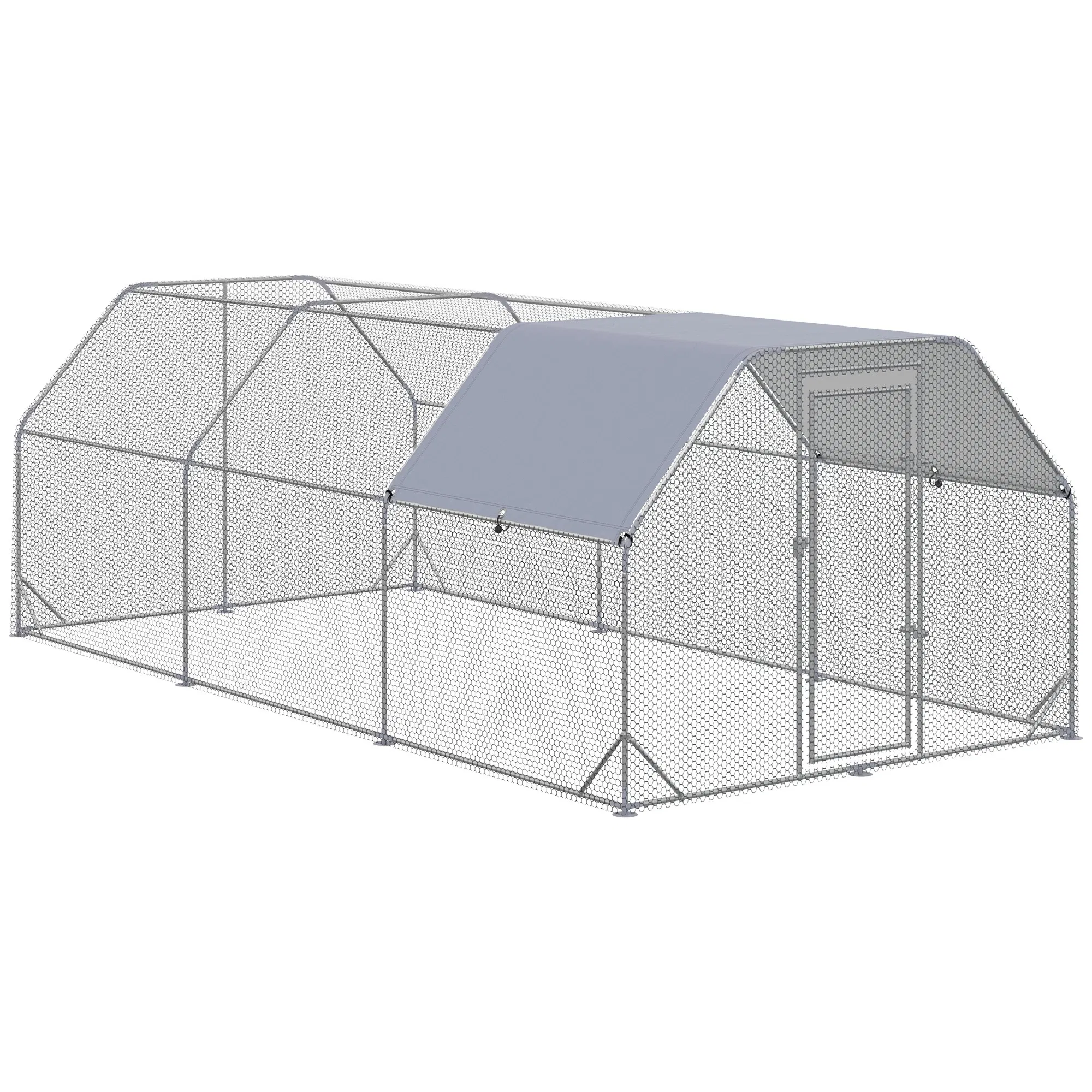 Chicken Run, Galvanized Large Metal Chicken Coop Cage, Walk-in Enclosure Poultry Hen Run…