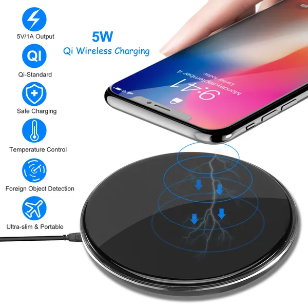Wireless Charger Qi-Certified Ultra-Slim 5W Charging Pad For IPhone XS MAX/XR/XS/X/ 8/8…