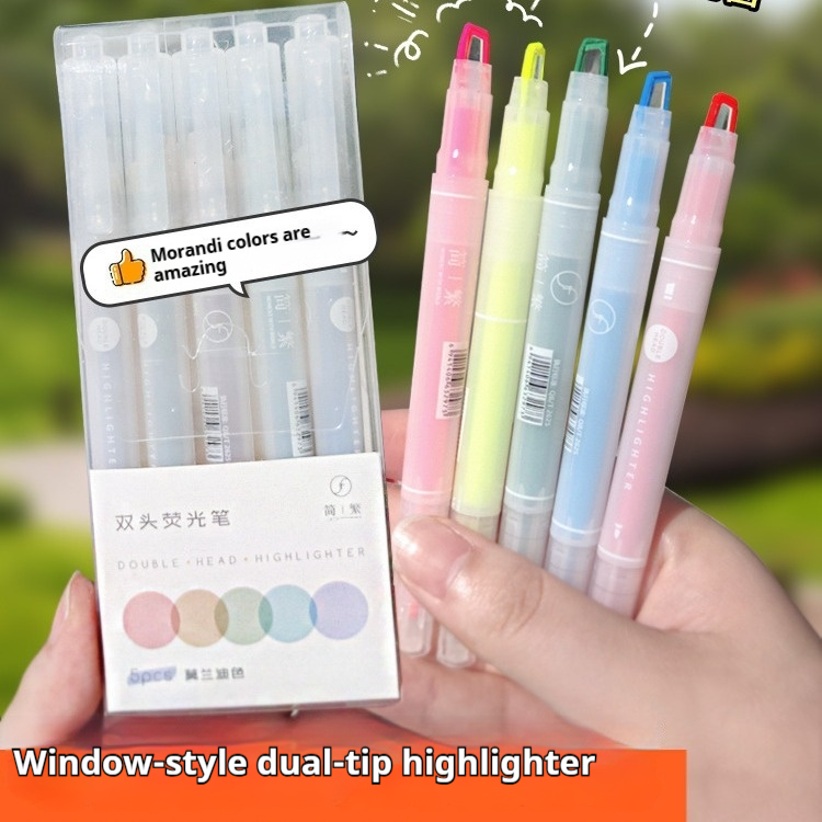 Dual-tip Fluorescent Multi-color Soft-tip Marker With A Viewing Window