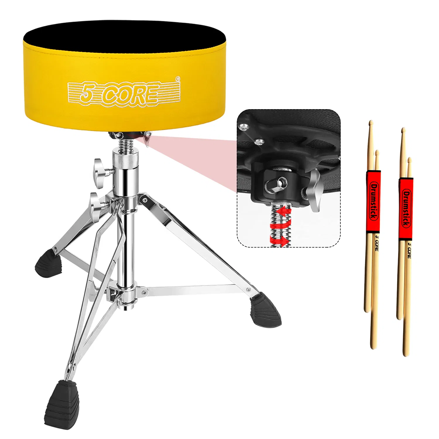 5 CORE Drum Throne Padded Guitar Stool Height Adjustable Heavy Duty Music Chair Seat…