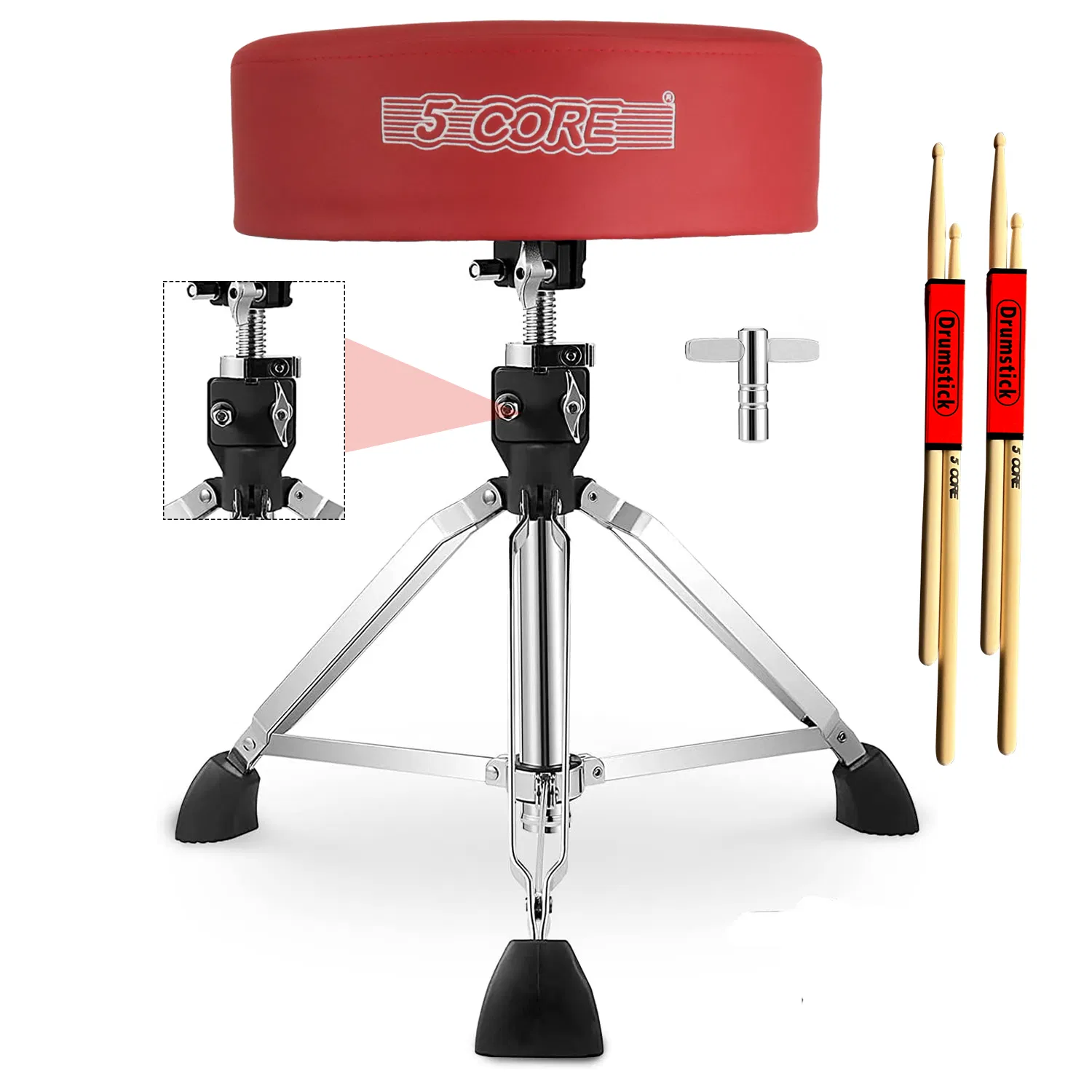 5 Core Drum Throne 4" Thick Padded Guitar Stool 400Lb Capacity Drummer Chair Swivel…