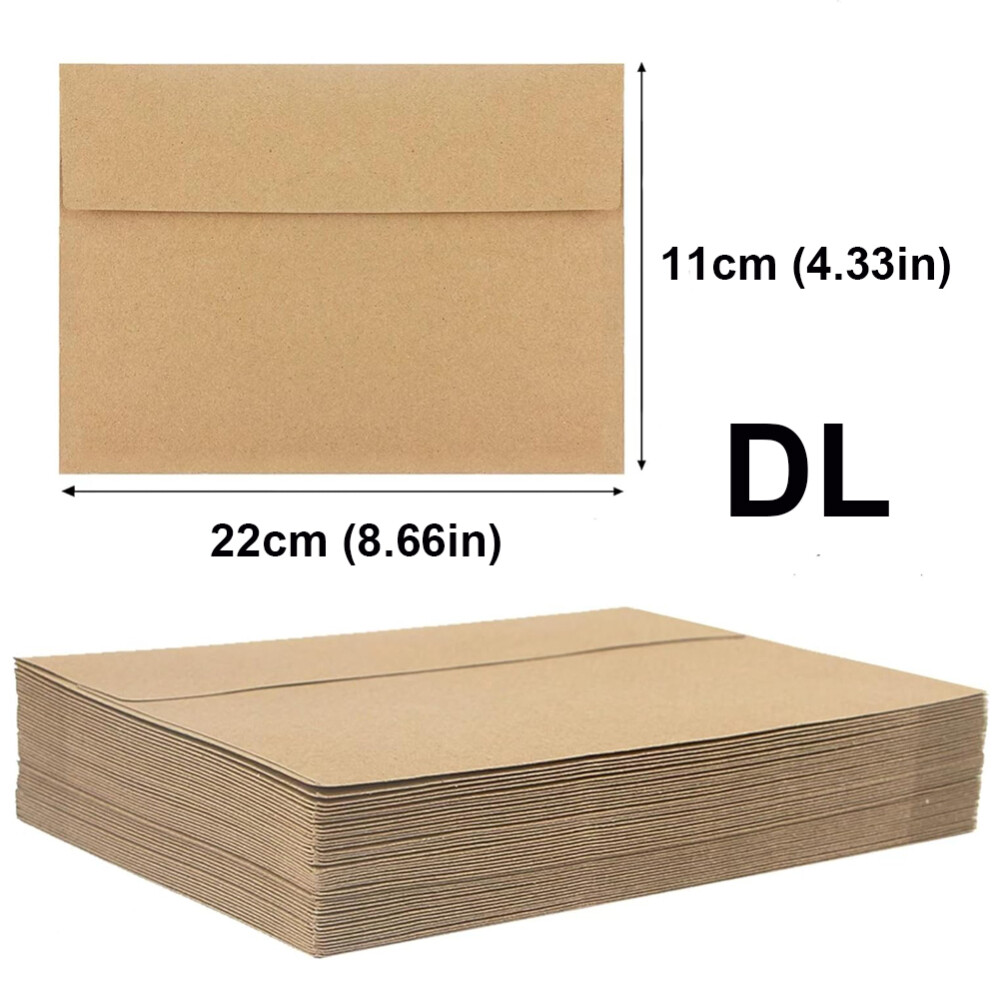 DL Brown Paper Envelopes 120GSM Self Seal Thick Letters Cards