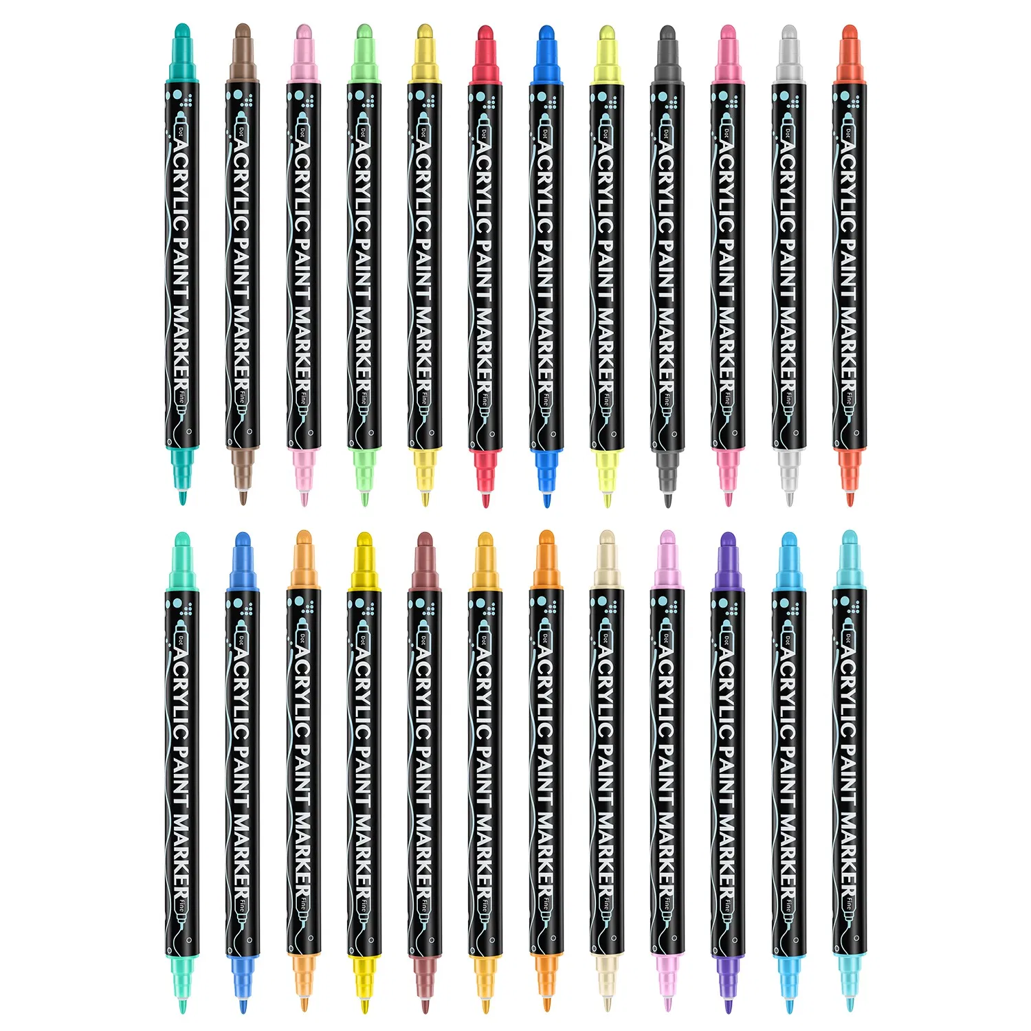 24/48 Colors Dual Tip Acrylic Paint Markers Set, Water-Based Paint Pens with Fine & Broad…