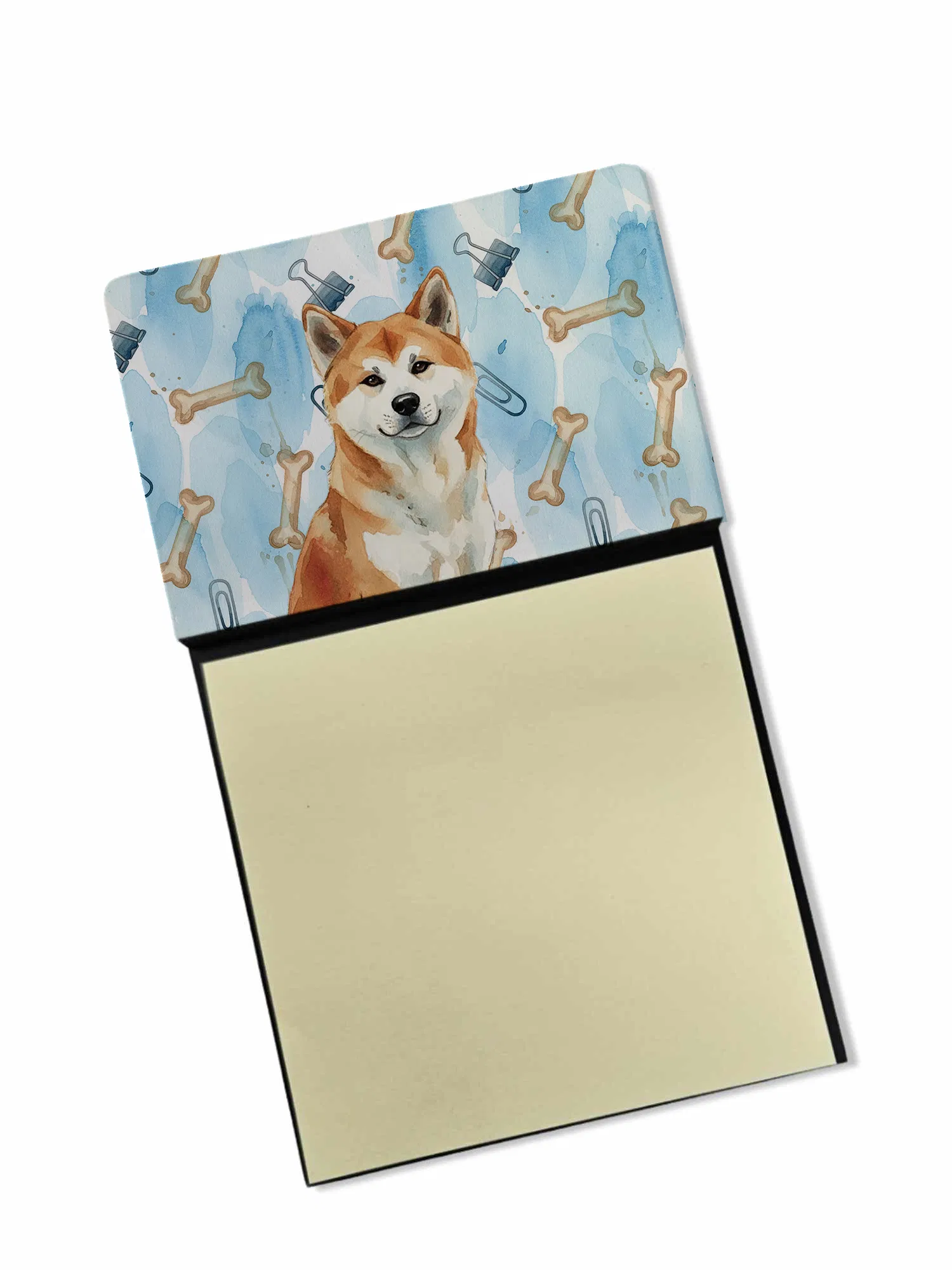 Red Akita Coworker Watercolor Sticky Note Holder Refillable Dispenser Desk Accessory 3x3…