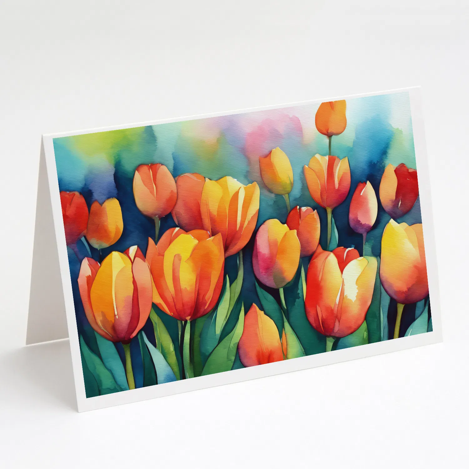 Tulips in Watercolor Greeting Cards Pack of 8 Blank Cards with Envelopes Whimsical A7…