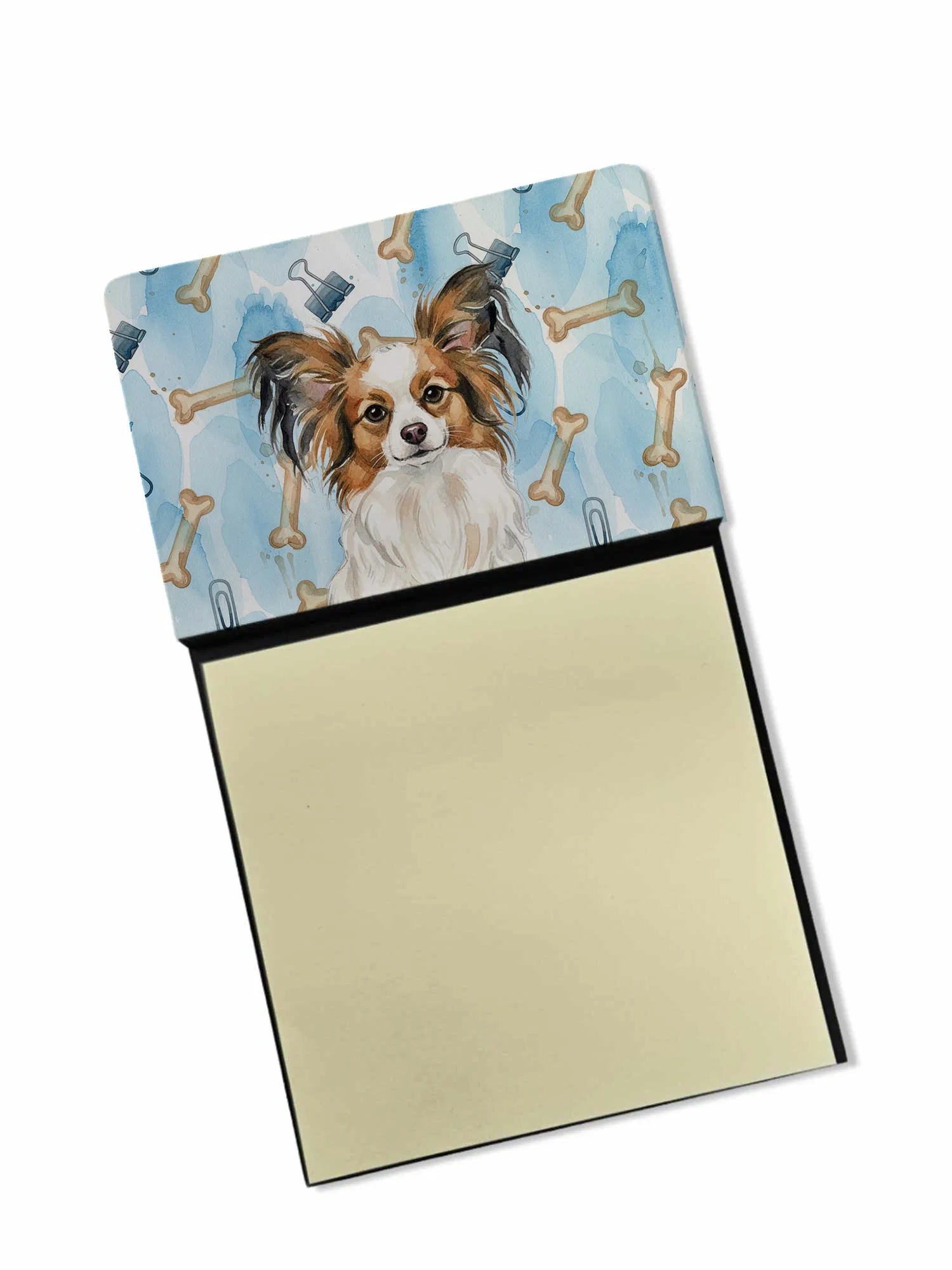 White with Sable Papillon Coworker Watercolor Sticky Note Holder Refillable Dispenser…