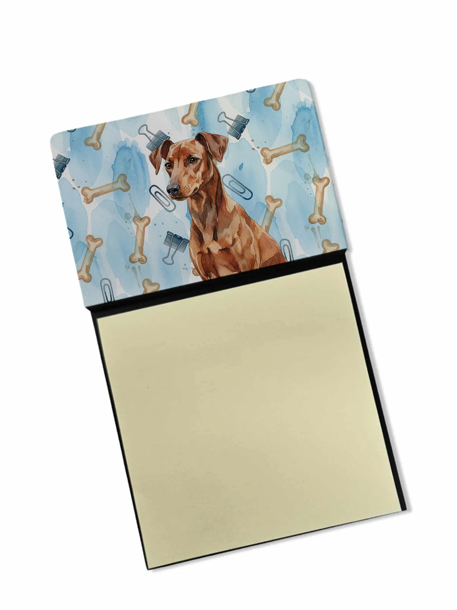 Red German Pinscher Coworker Watercolor Sticky Note Holder Refillable Dispenser Desk…