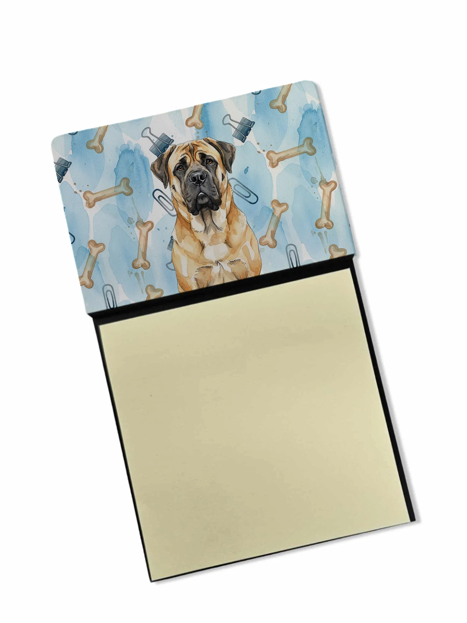 Fawn Mastiff Coworker Watercolor Sticky Note Holder Refillable Dispenser Desk Accessory…