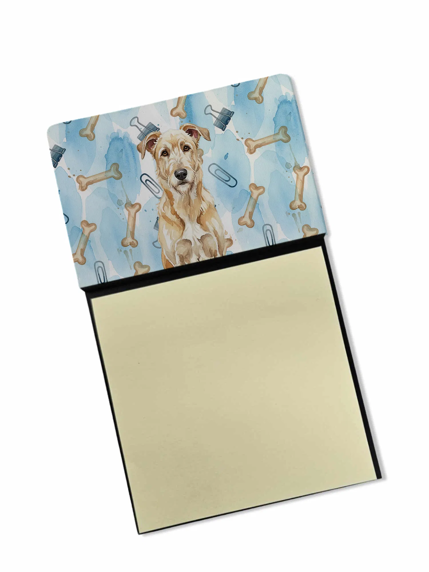 Wheaten Irish Wolfhound Coworker Watercolor Sticky Note Holder Refillable Dispenser Desk…