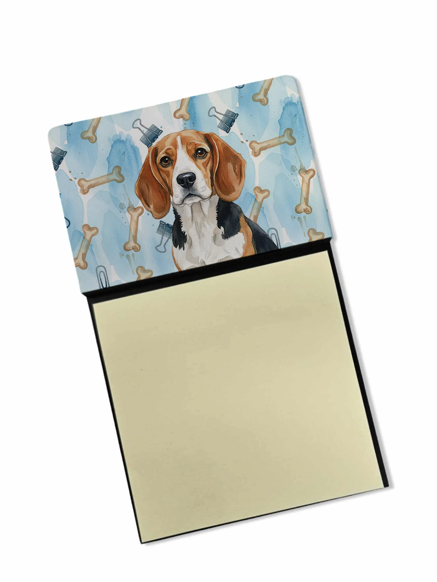 Beagle Coworker Watercolor Sticky Note Holder Refillable Dispenser Desk Accessory 3x3 Pad…