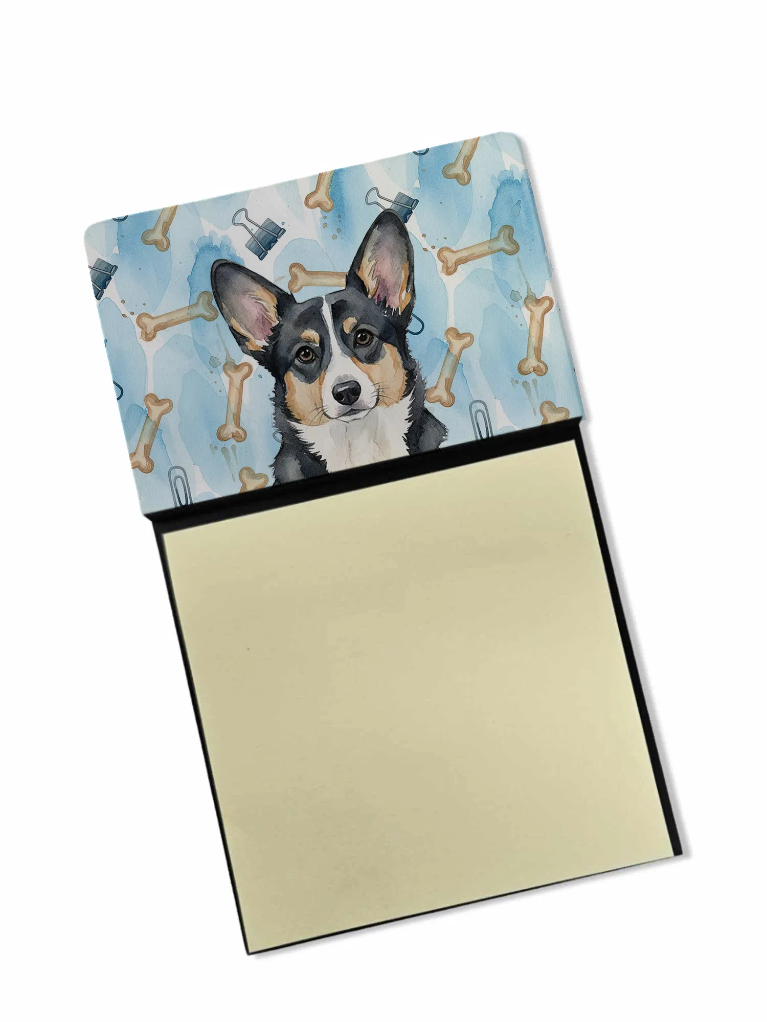 Black and White Cardigan Welsh Corgi Coworker Watercolor Sticky Note Holder Refillable…