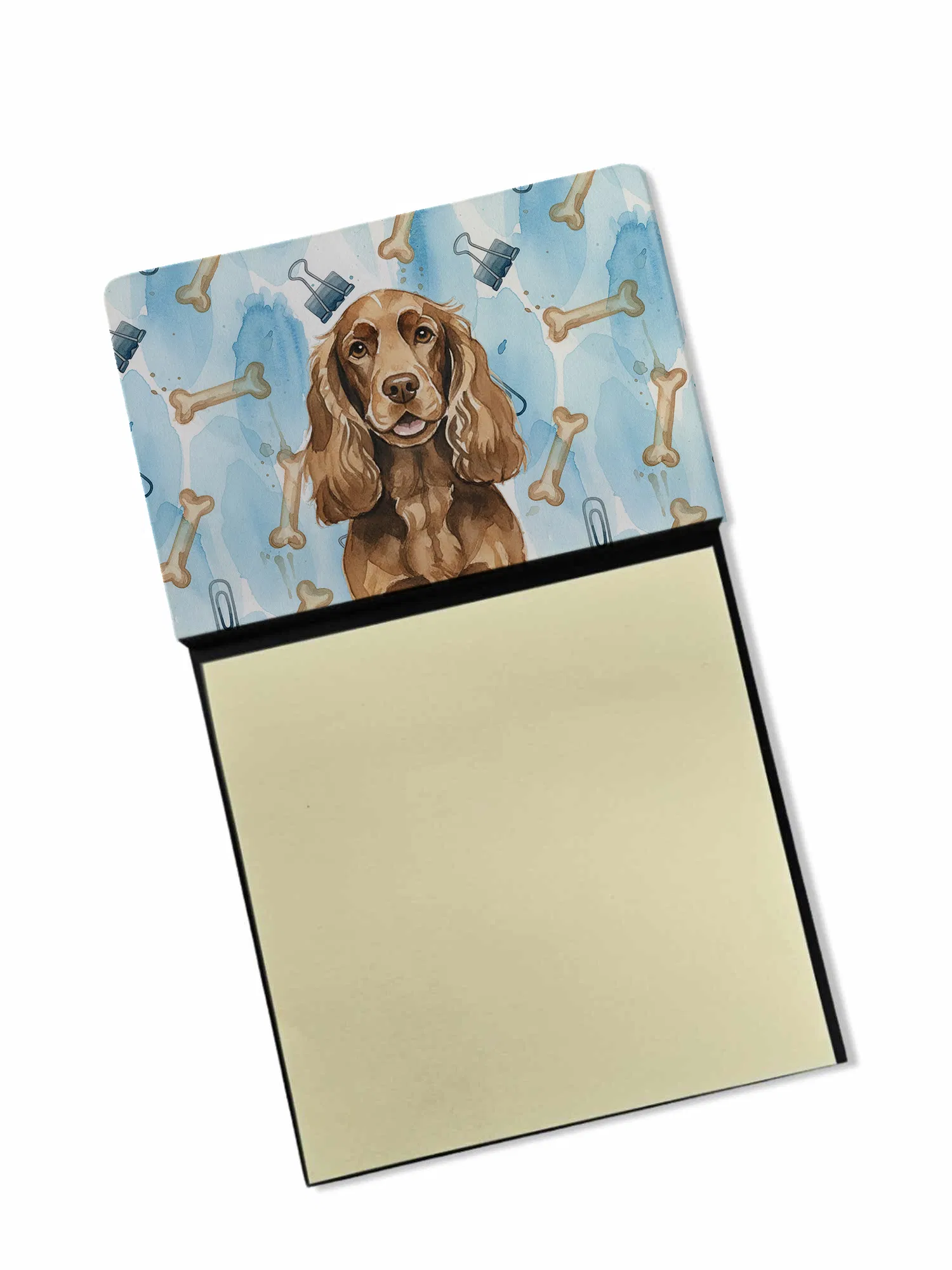 Liver English Cocker Spaniel Coworker Watercolor Sticky Note Holder Refillable Dispenser…