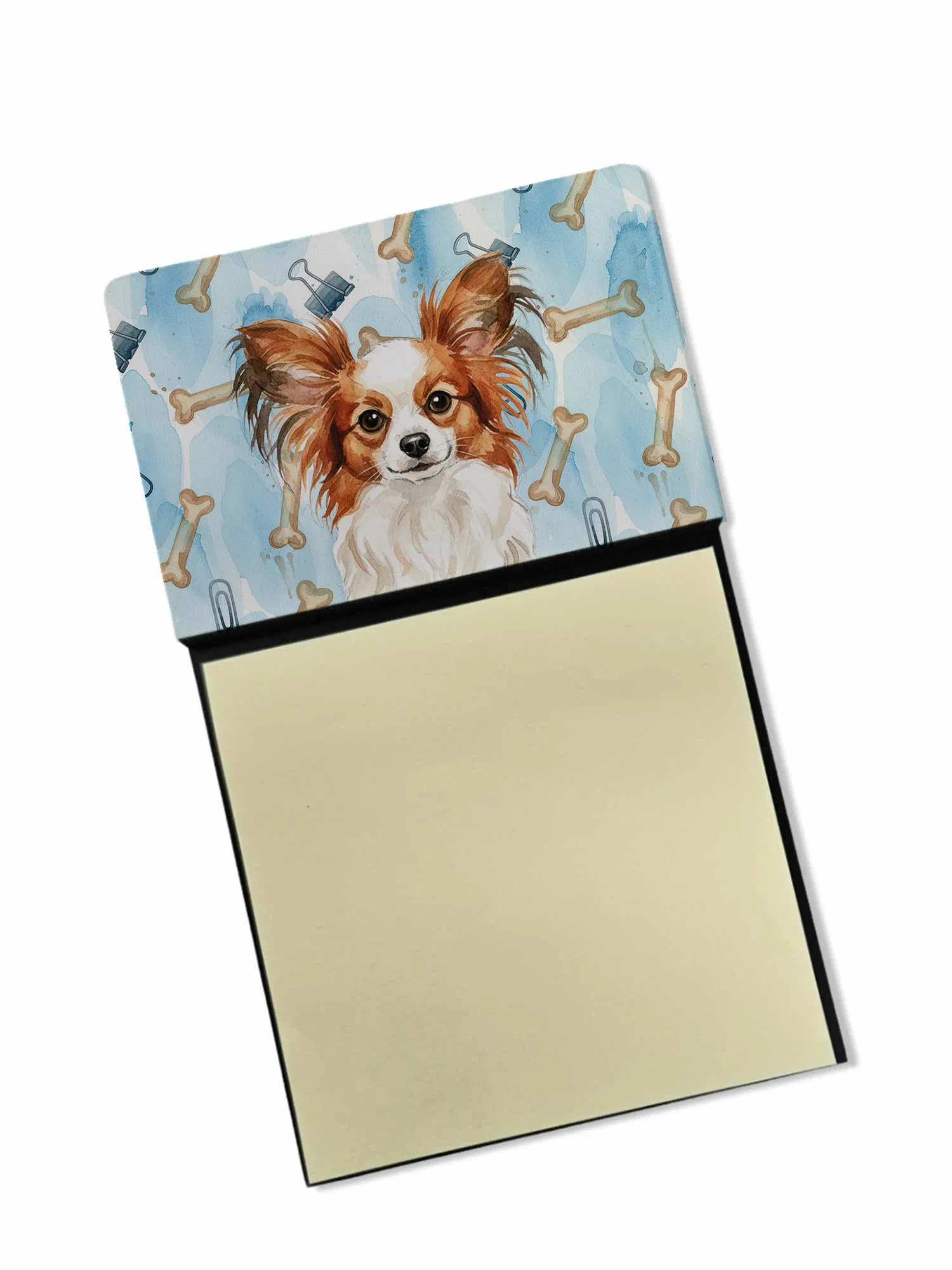 White with Red Papillon Coworker Watercolor Sticky Note Holder Refillable Dispenser Desk…