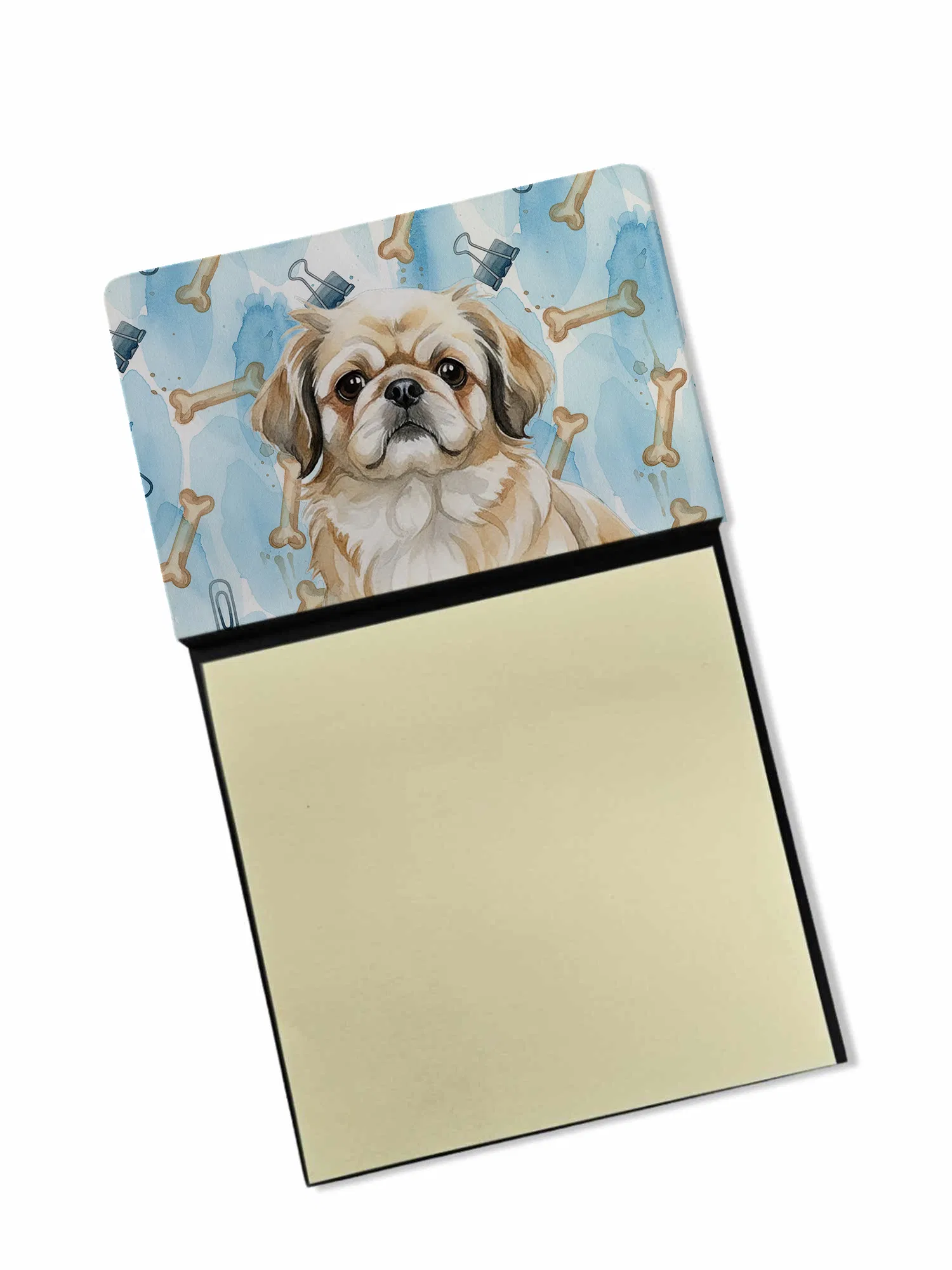 Fawn Pekingese Coworker Watercolor Sticky Note Holder Refillable Dispenser Desk Accessory…