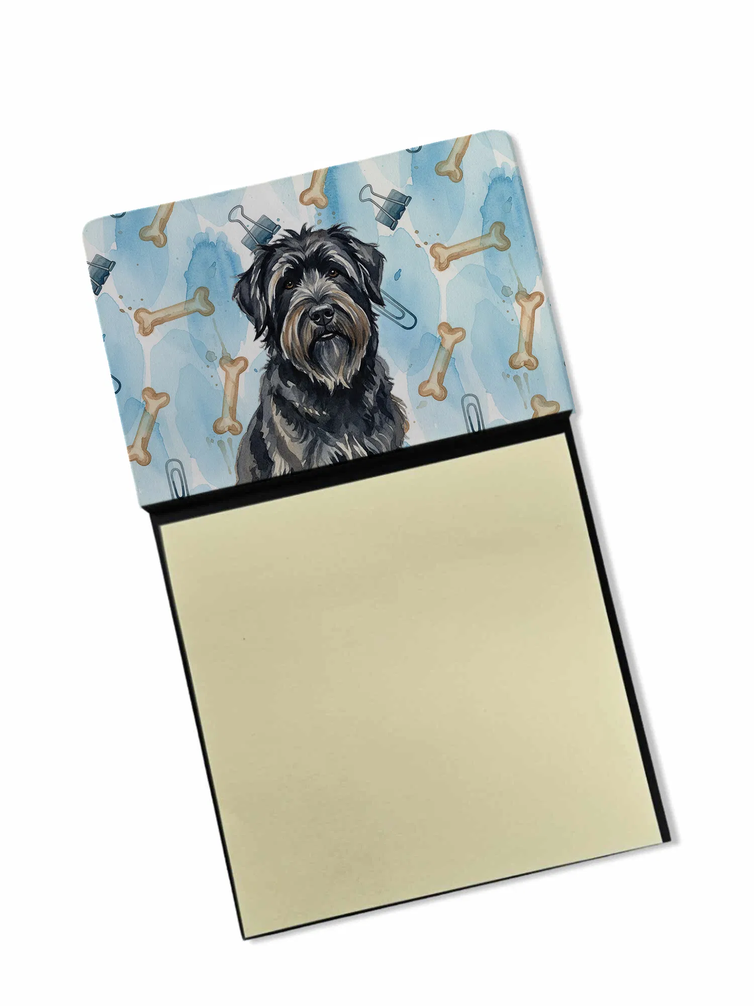 Bouvier des Flandres Coworker Watercolor Sticky Note Holder Refillable Dispenser Desk…