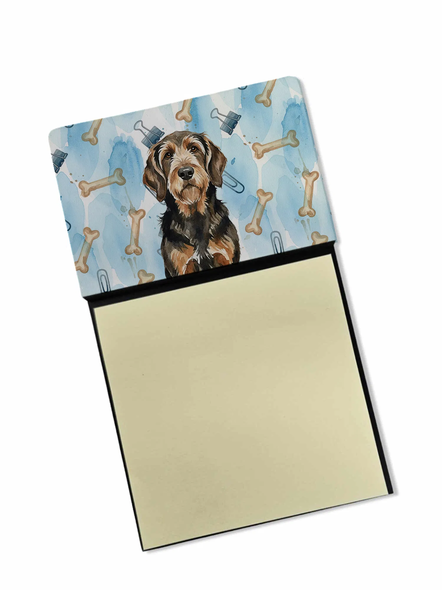 Black and Tan Otterhound Coworker Watercolor Sticky Note Holder Refillable Dispenser Desk…
