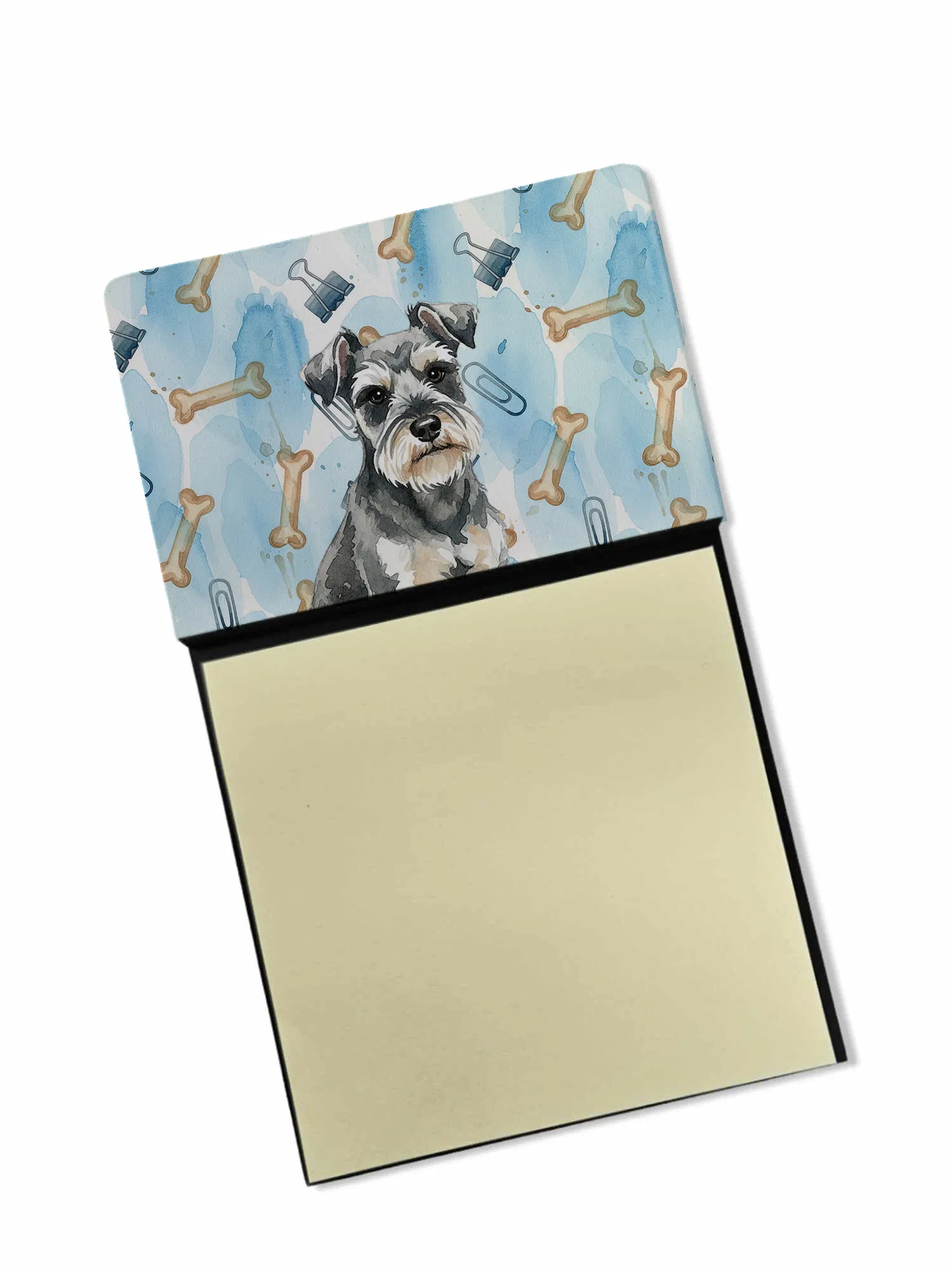 Miniature Schnauzer Coworker Watercolor Sticky Note Holder Refillable Dispenser Desk…