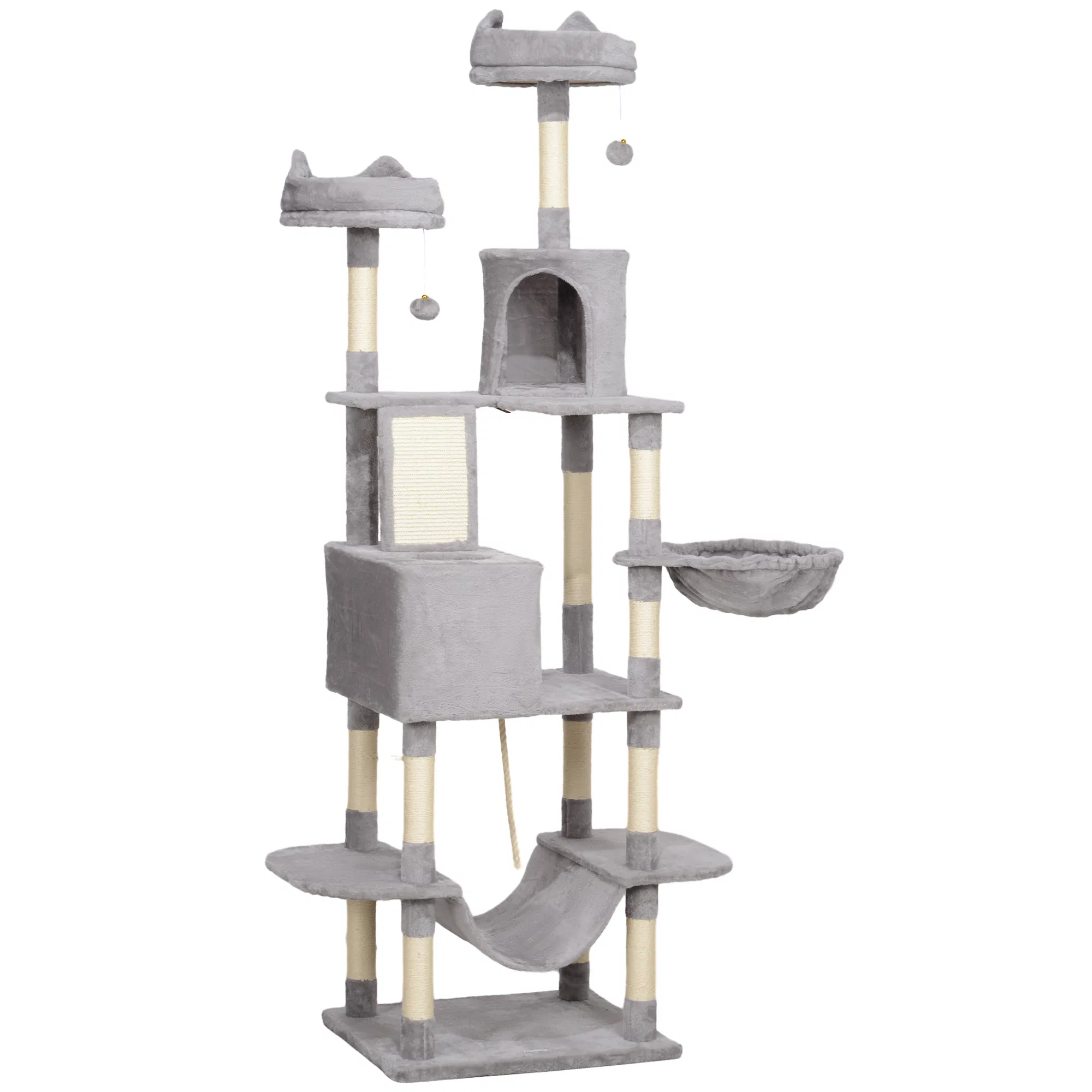 81" Large Cat Tree w/ Scratching Posts, Condos, Beds, Hammocks, Jumping Platforms, Toy…