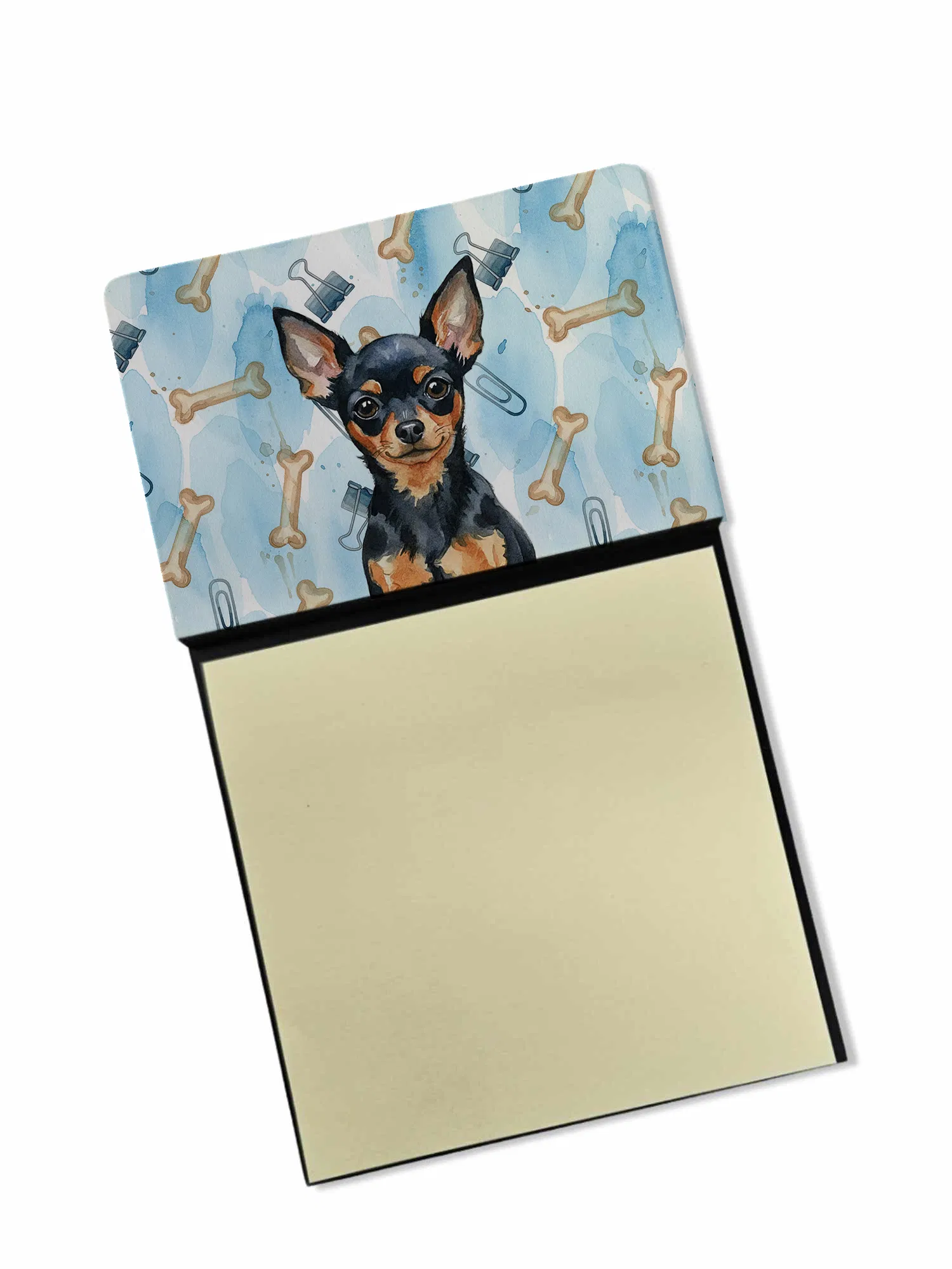 Black and Tan Russian Toy Coworker Watercolor Sticky Note Holder Refillable Dispenser…