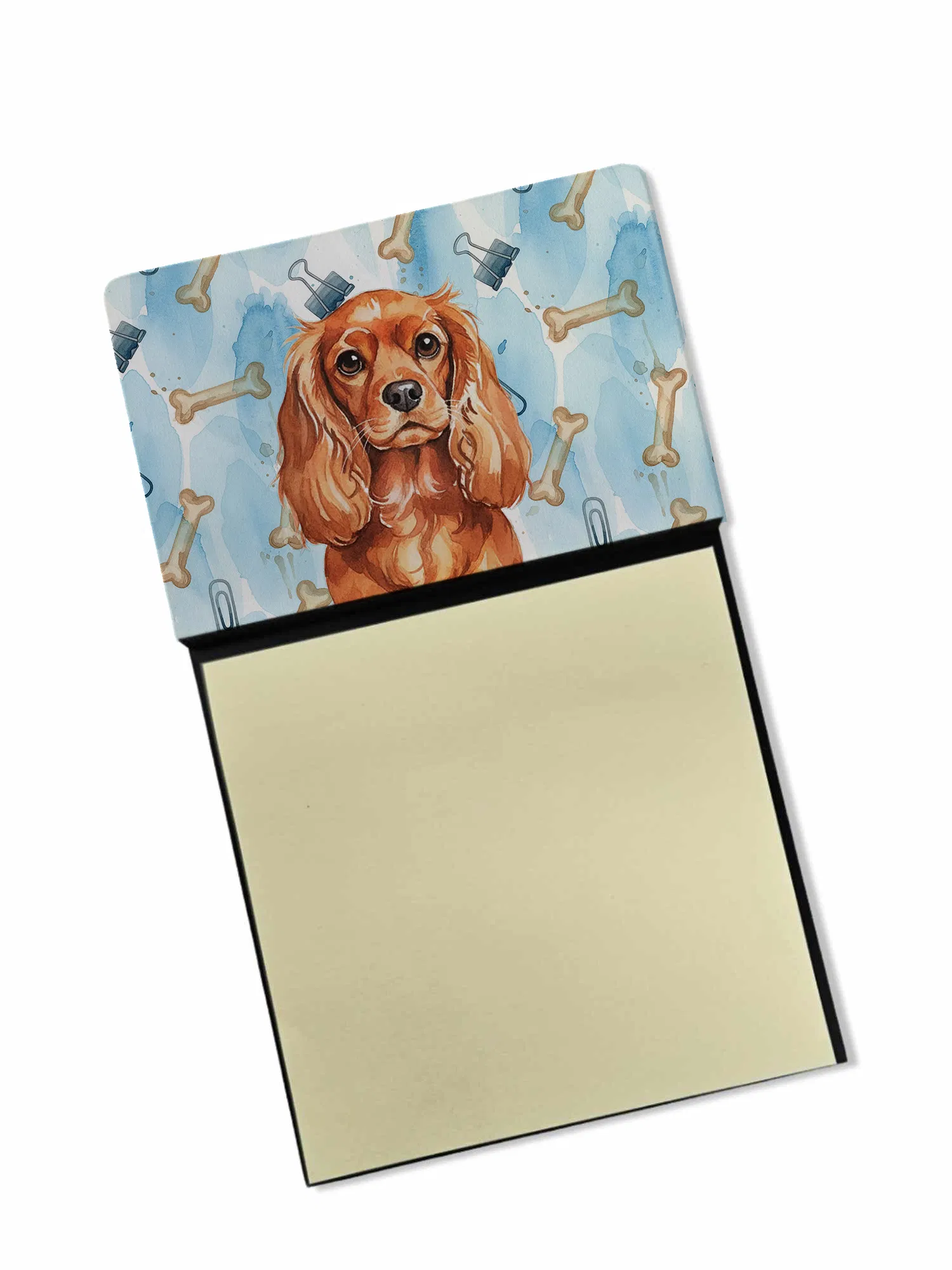 Ruby English Toy Spaniel Coworker Watercolor Sticky Note Holder Refillable Dispenser Desk…