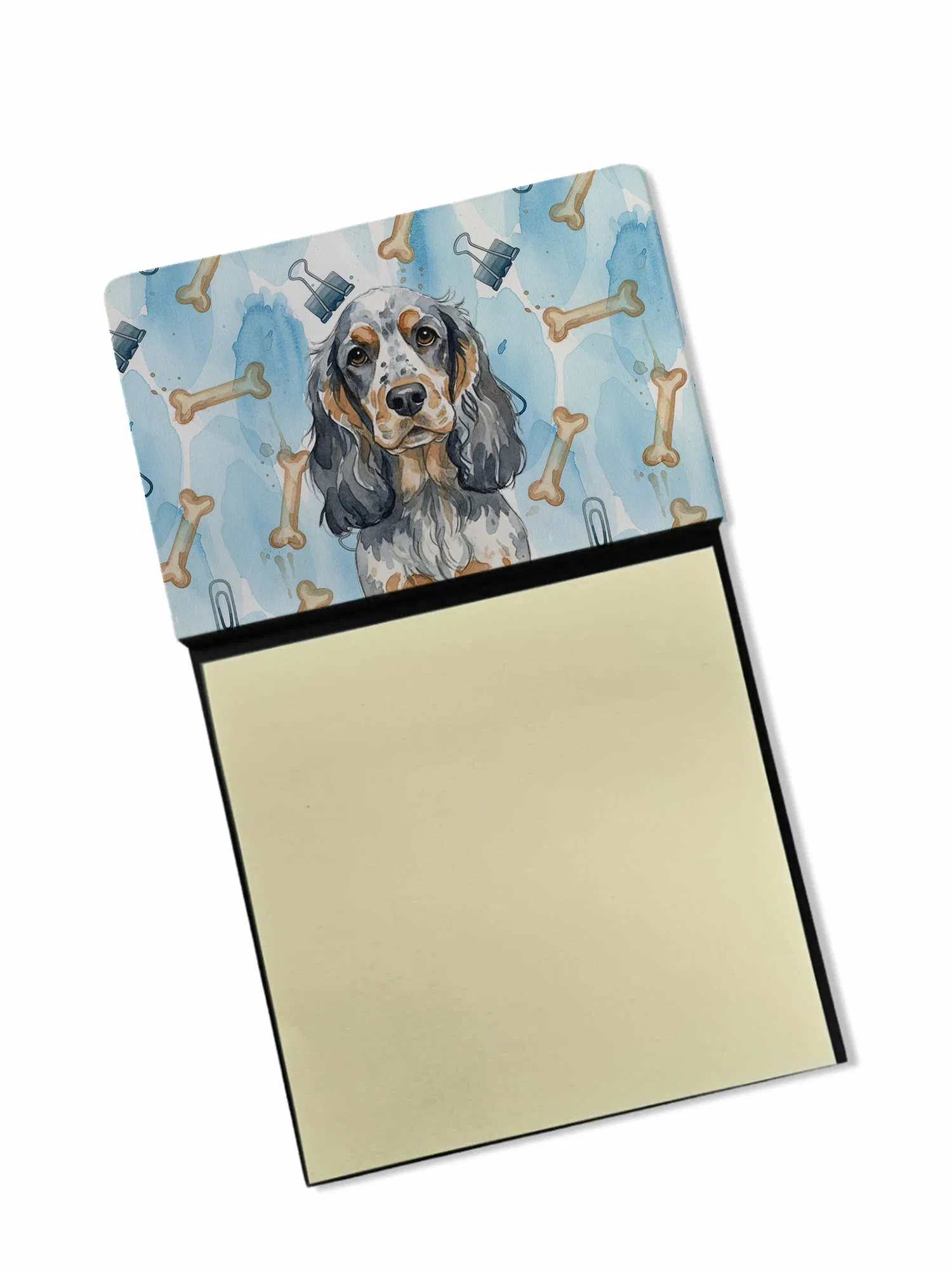 Blue Roan & Tan English Cocker Spaniel Coworker Watercolor Sticky Note Holder Refillable…