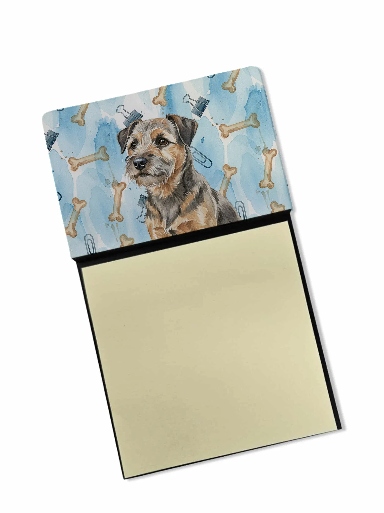 Grizzle and Tan Border Terrier Coworker Watercolor Sticky Note Holder Refillable…