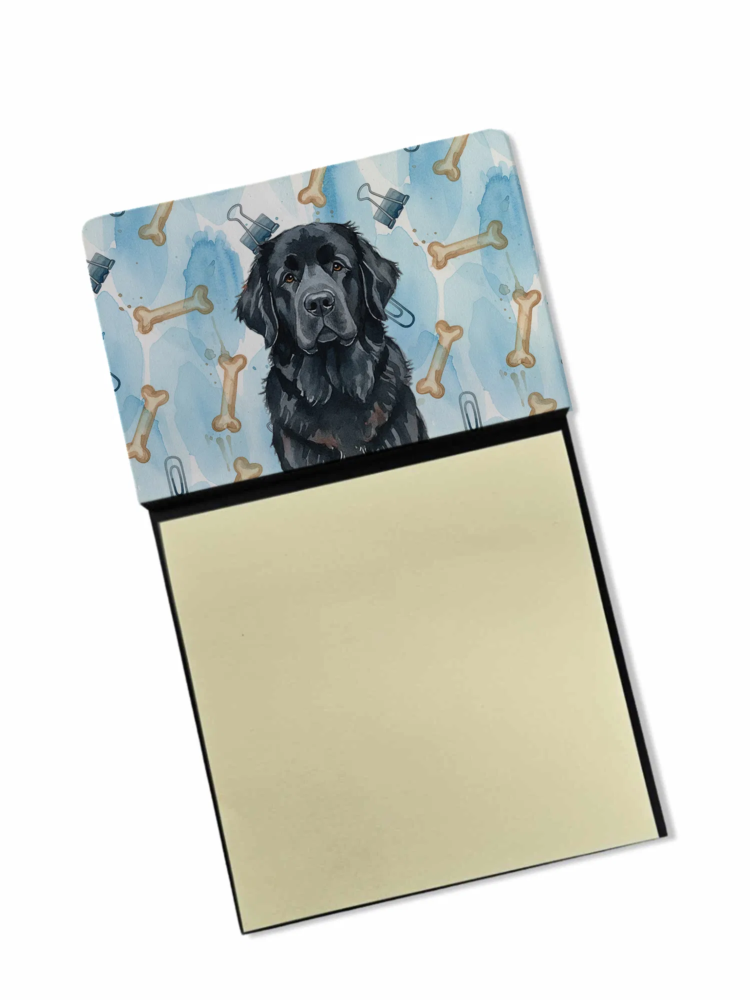Black Newfoundland Coworker Watercolor Sticky Note Holder Refillable Dispenser Desk…