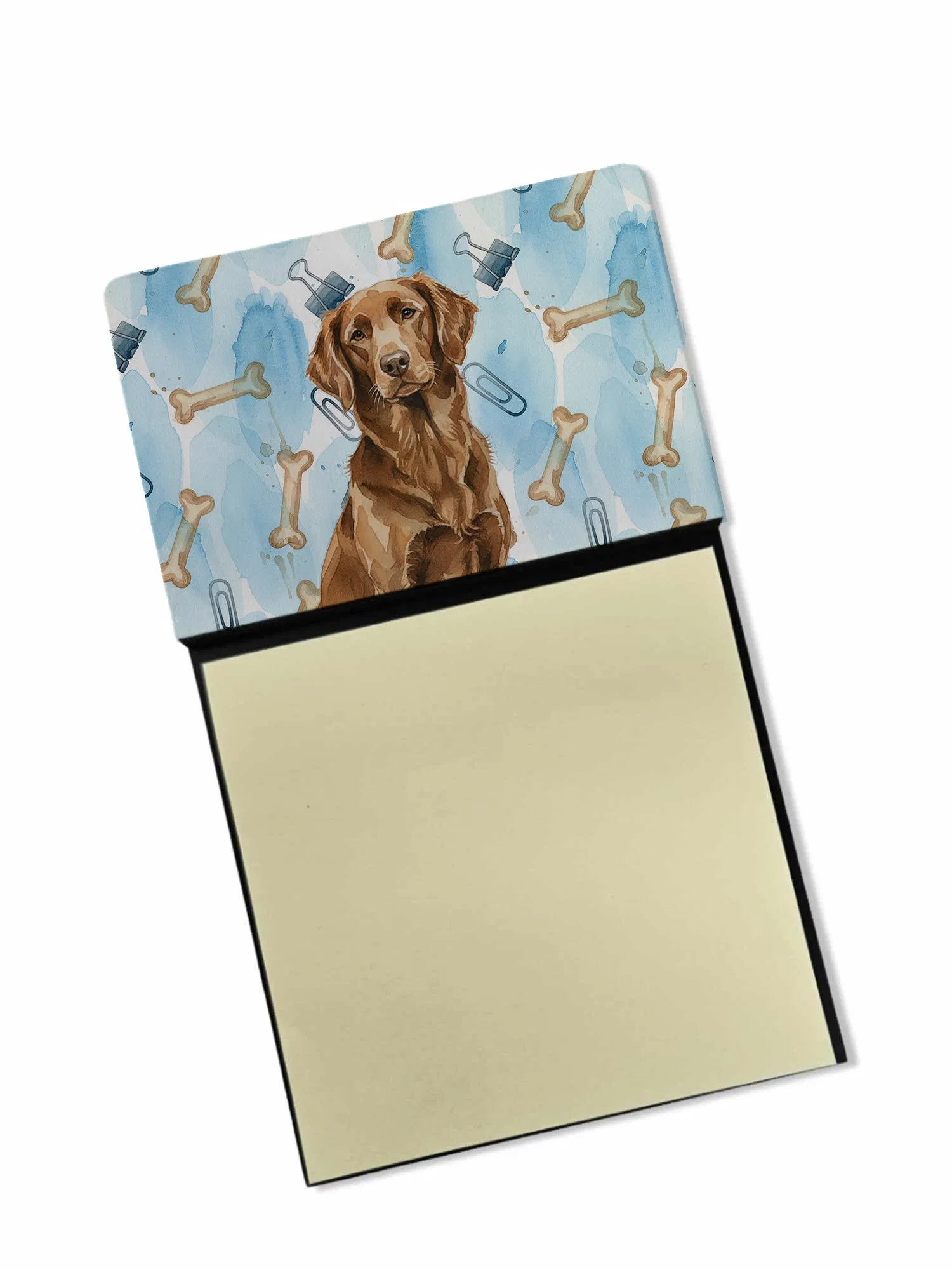 Liver Flat-Coated Retriever Coworker Watercolor Sticky Note Holder Refillable Dispenser…