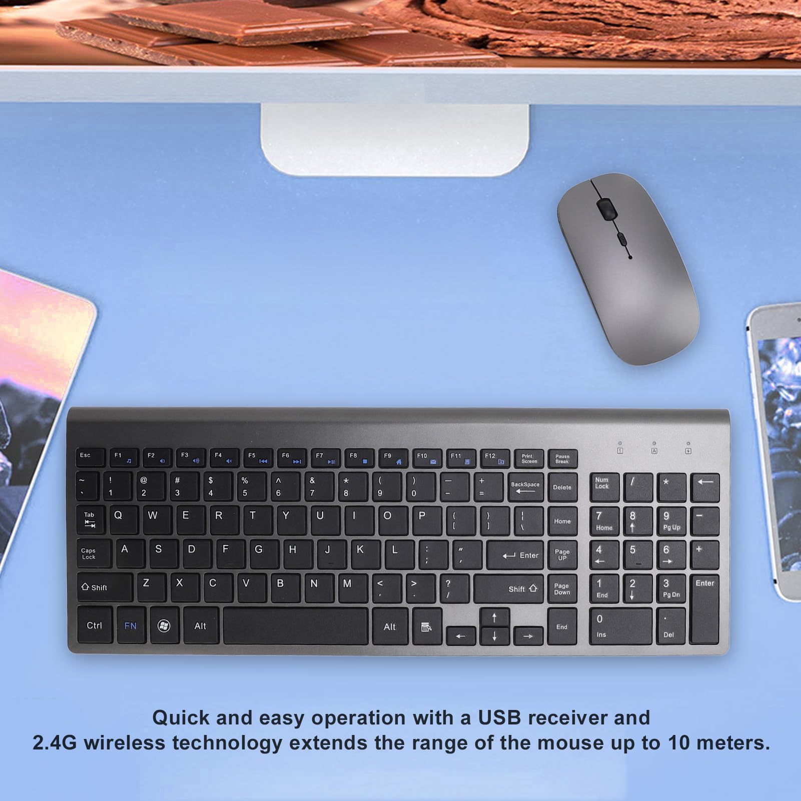 Silent 102-key Multi-device Keyboard And Mouse Set
