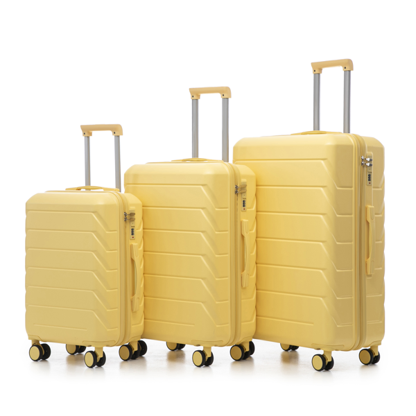 3-in-1 ABS&PC Trolley Box 20in 24in 28in Trolley Box Iron Tie Rod ABSPC Alloy Wine Yellow