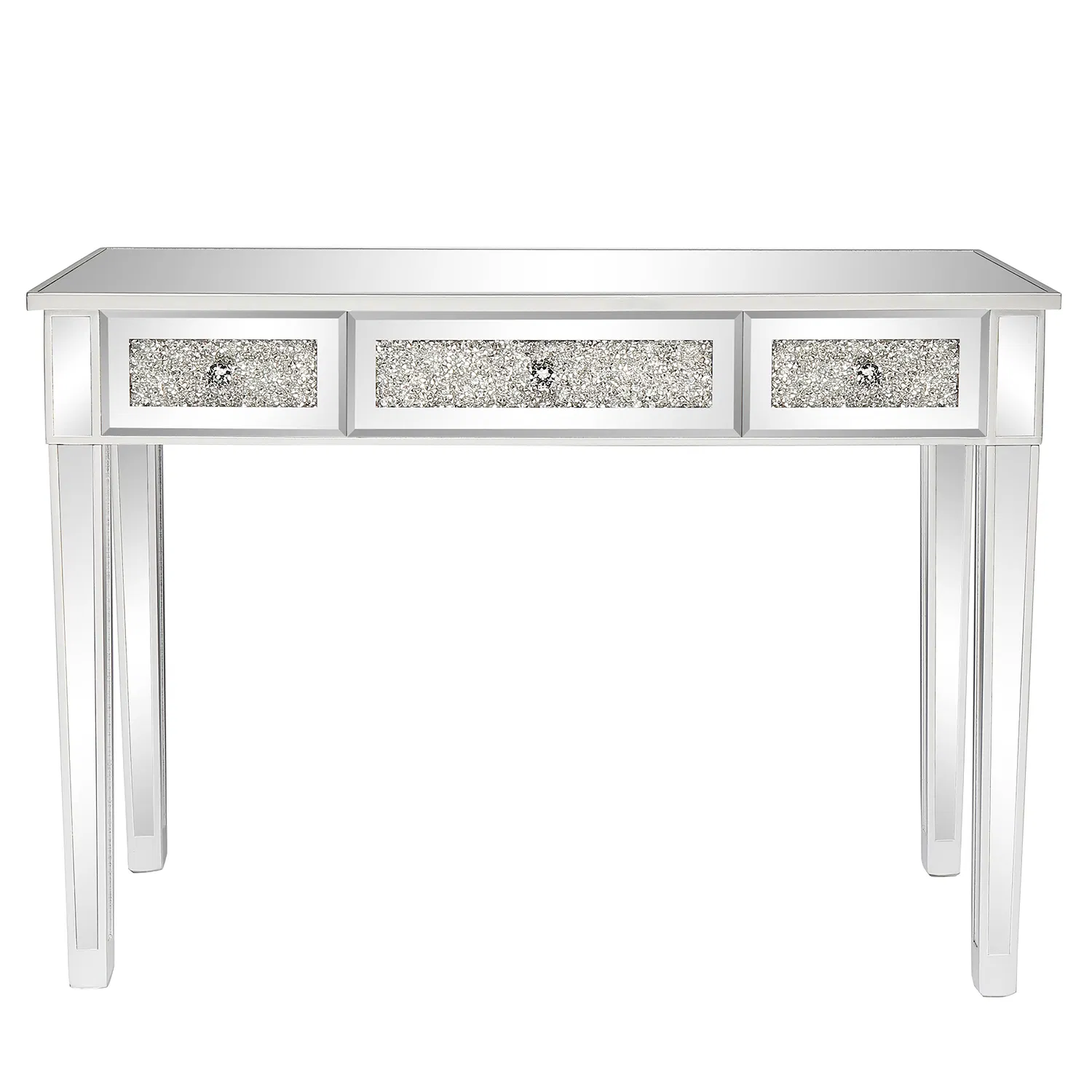 FCH Silver MDF Mirror Surface Broken Glass Three Pumping Computer Desk