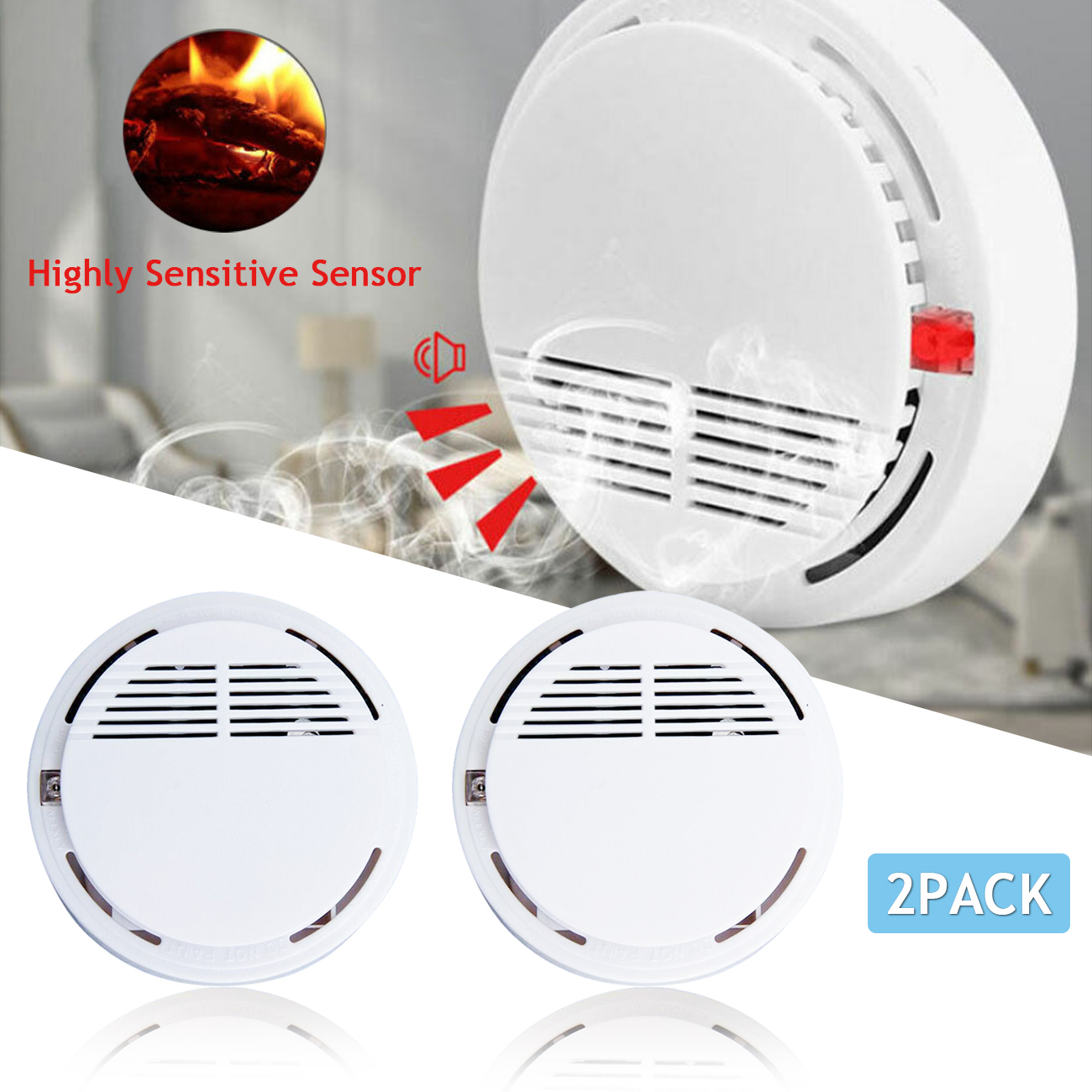 Household Smoke Alarm Smoke Detector Fire Alarm Detector With 9V Battery Photoelectric…