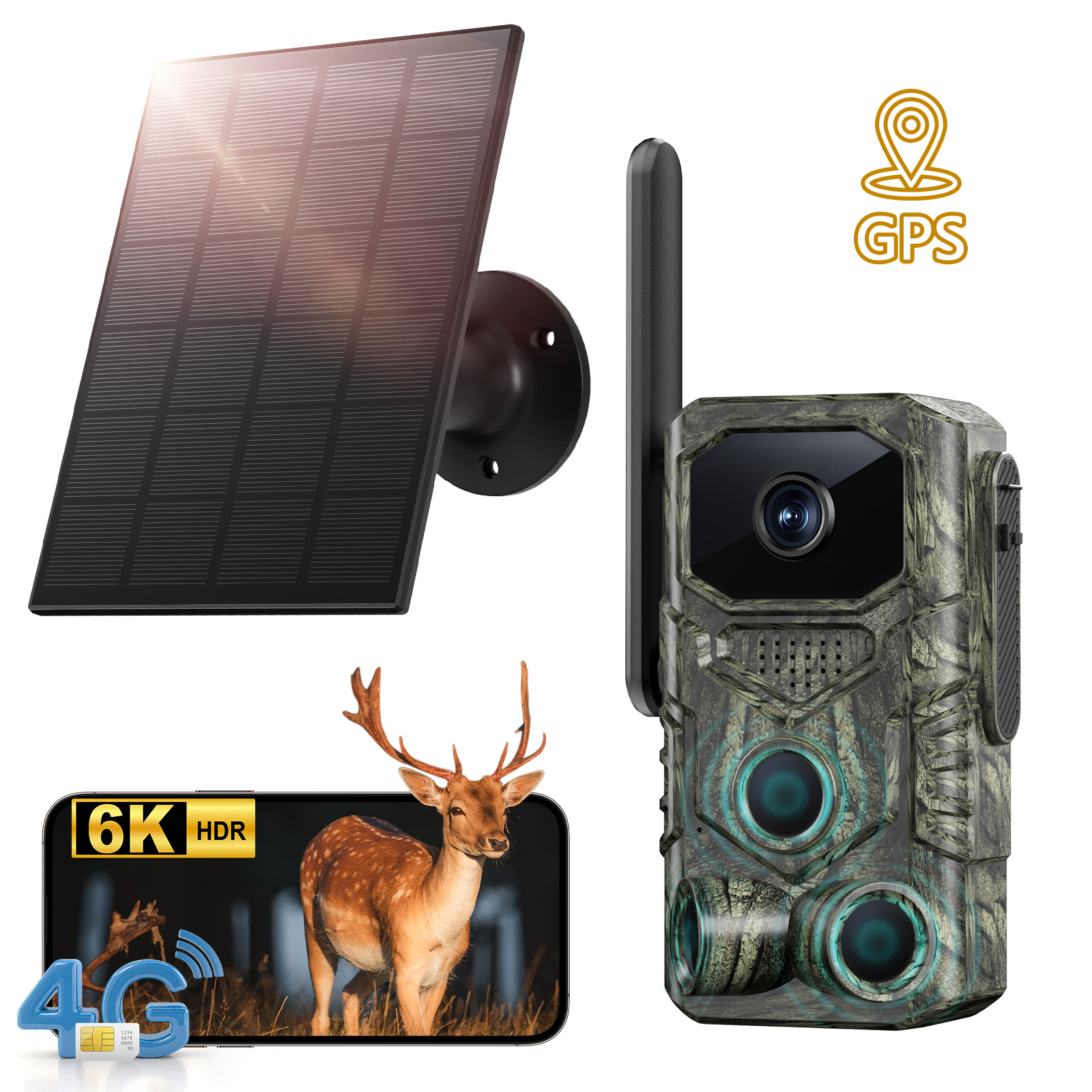 4G GPS Hunting Outdoor Trail Camera Wide Angle 4MP Camouflage Wildlife Deer Monitoring…