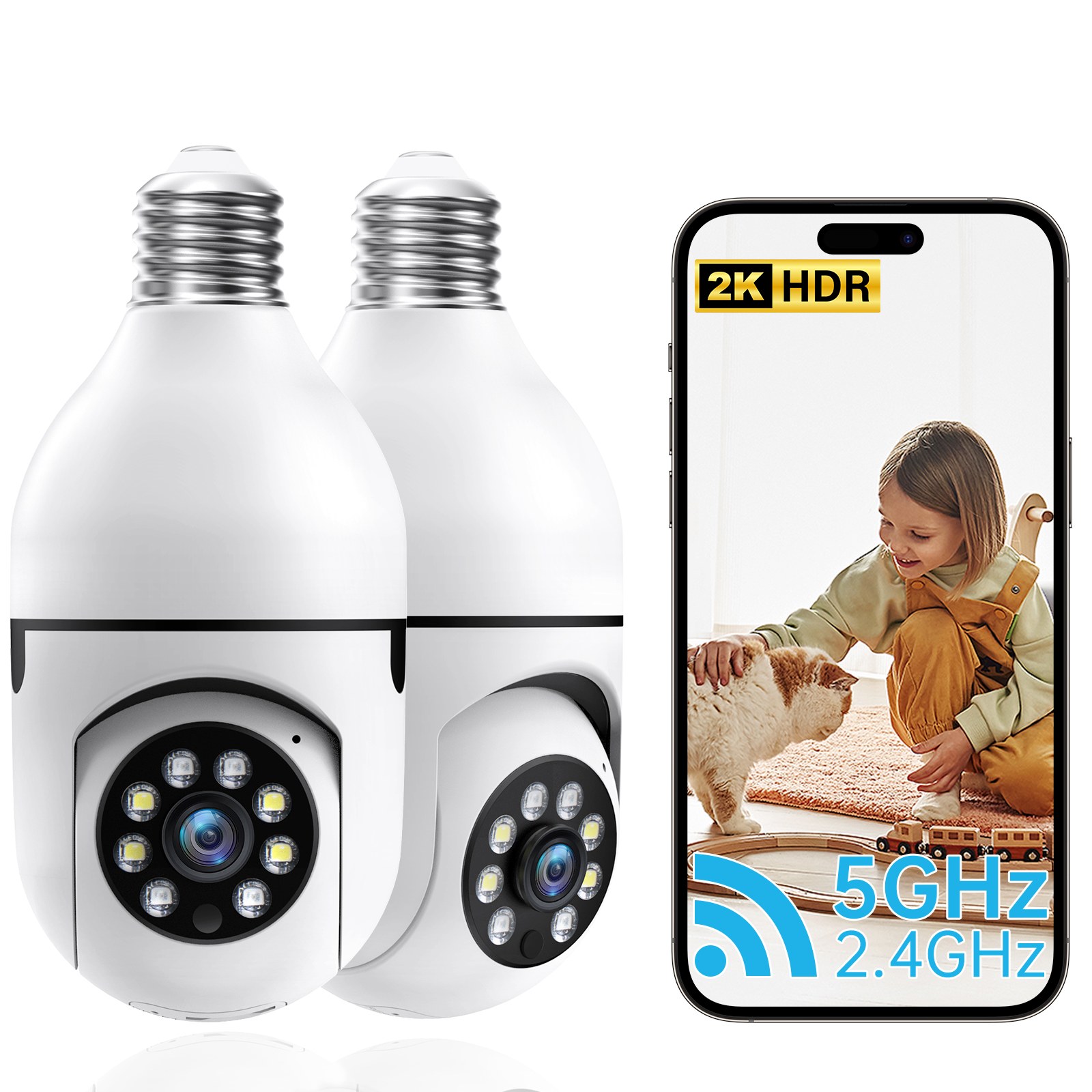 WiFi Indoor E27 Network Security Camera 2K Light Bulb Colorful Smart Home Full HD IP…