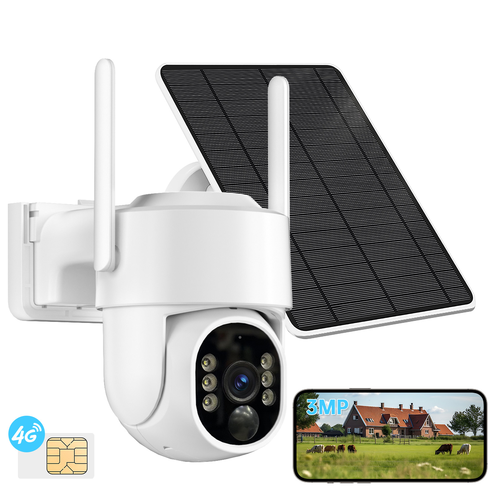 4G Rechargeable Battery PTZ CAMERA With 64GB Memory Card 4MP Dome Solar Camera CCTV…
