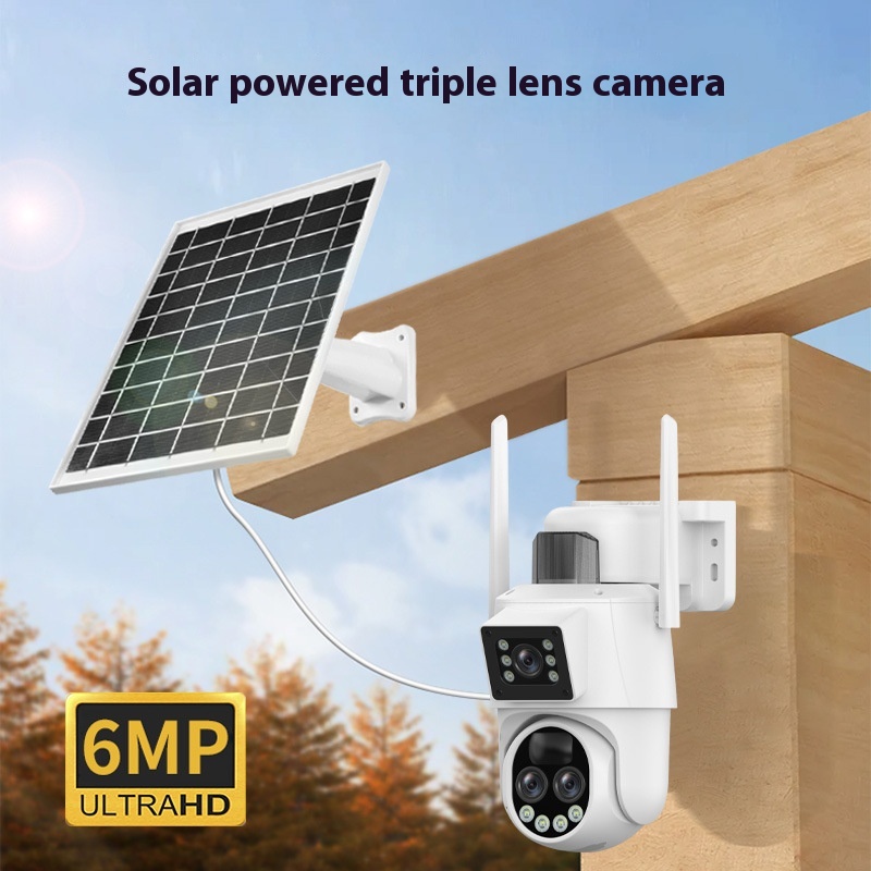 Outdoor Remote Wireless Waterproof Full Color Night Vision 10x Zoom 6MP Monitoring