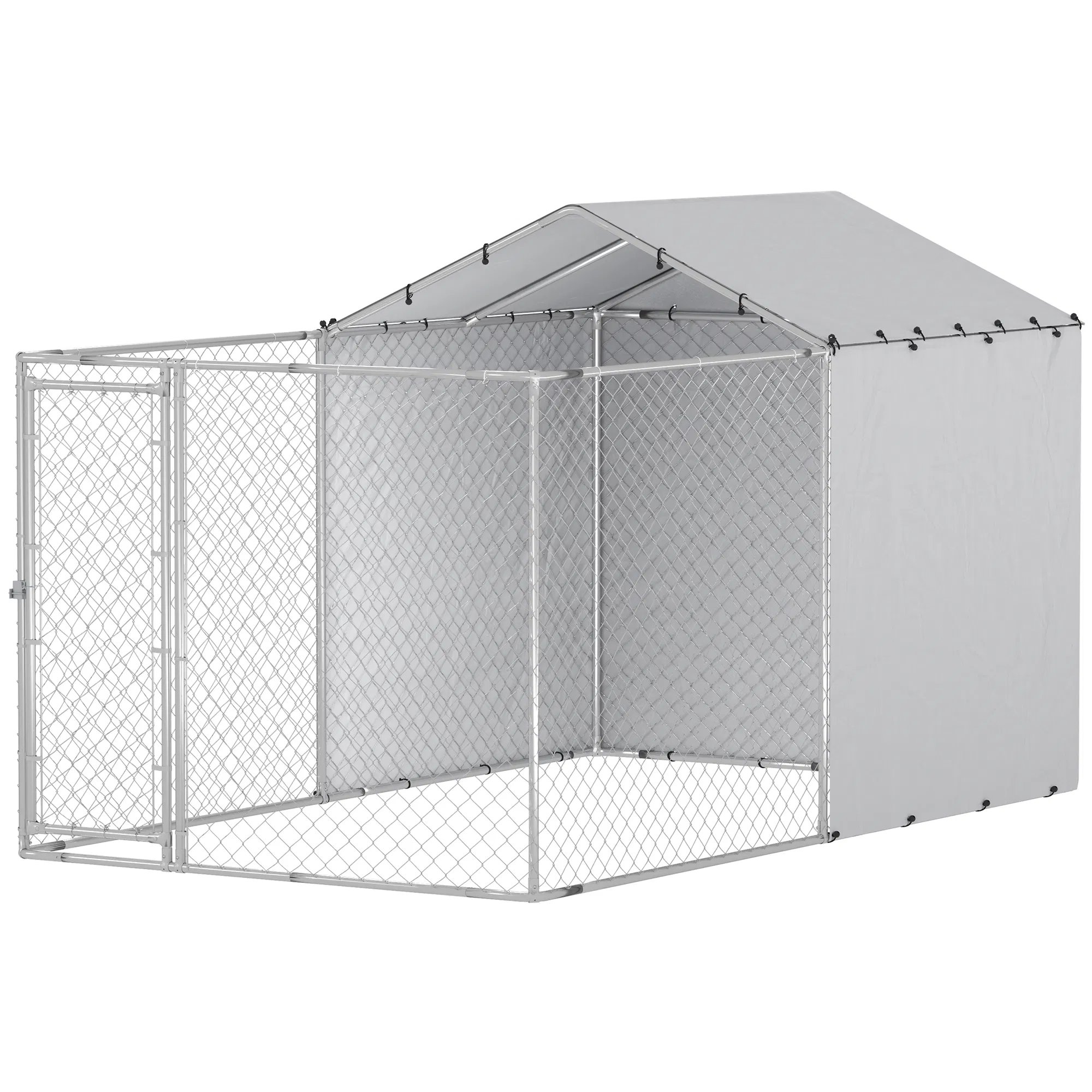 Galvanized Steel Dog Kennel Outdoor with Waterproof & UV-Resistant Cover for Large Dogs…