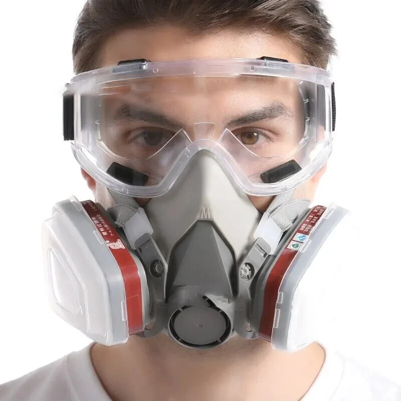 6200 Reusable Respirator Half Face Cover Gas Mask With Fog-proof Glasses For Painting…