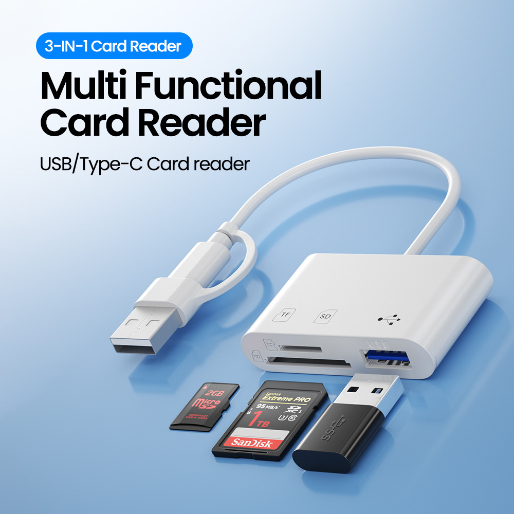 3-in-1 Mobile Phone Card Reader Memory Card And USB Flash Drive Adapter