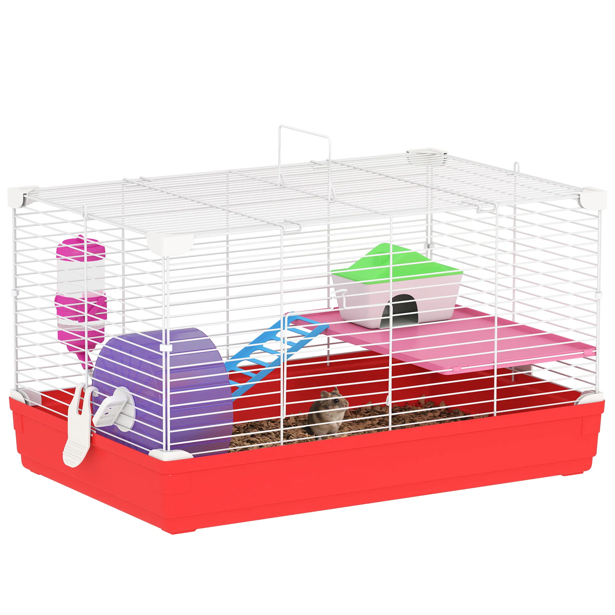 18.5'' Hamster Cage with Exercise Wheel and Water Bottle Dishes, Rat House and Habitats 2…