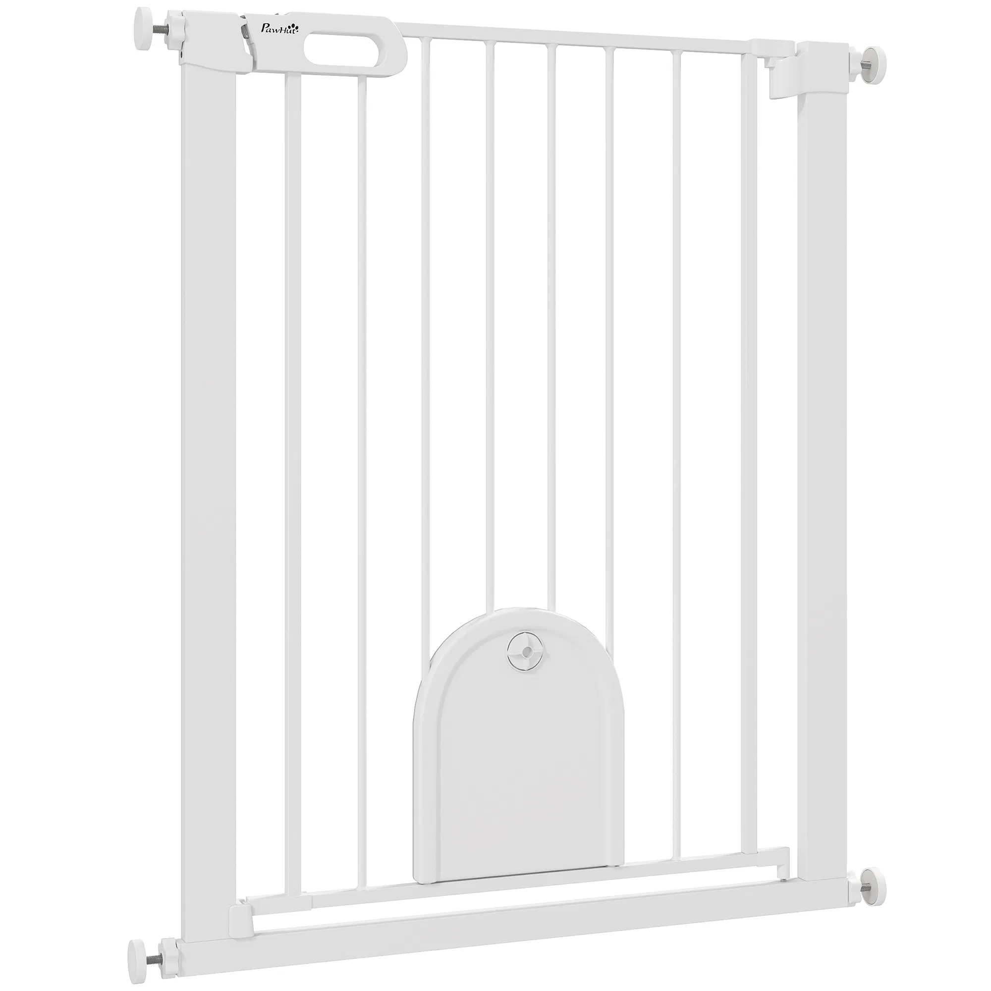30"-32" Extra Wide Pet Gate Barrier with Small Door, 35"H Dog Gate with Safety Gate…