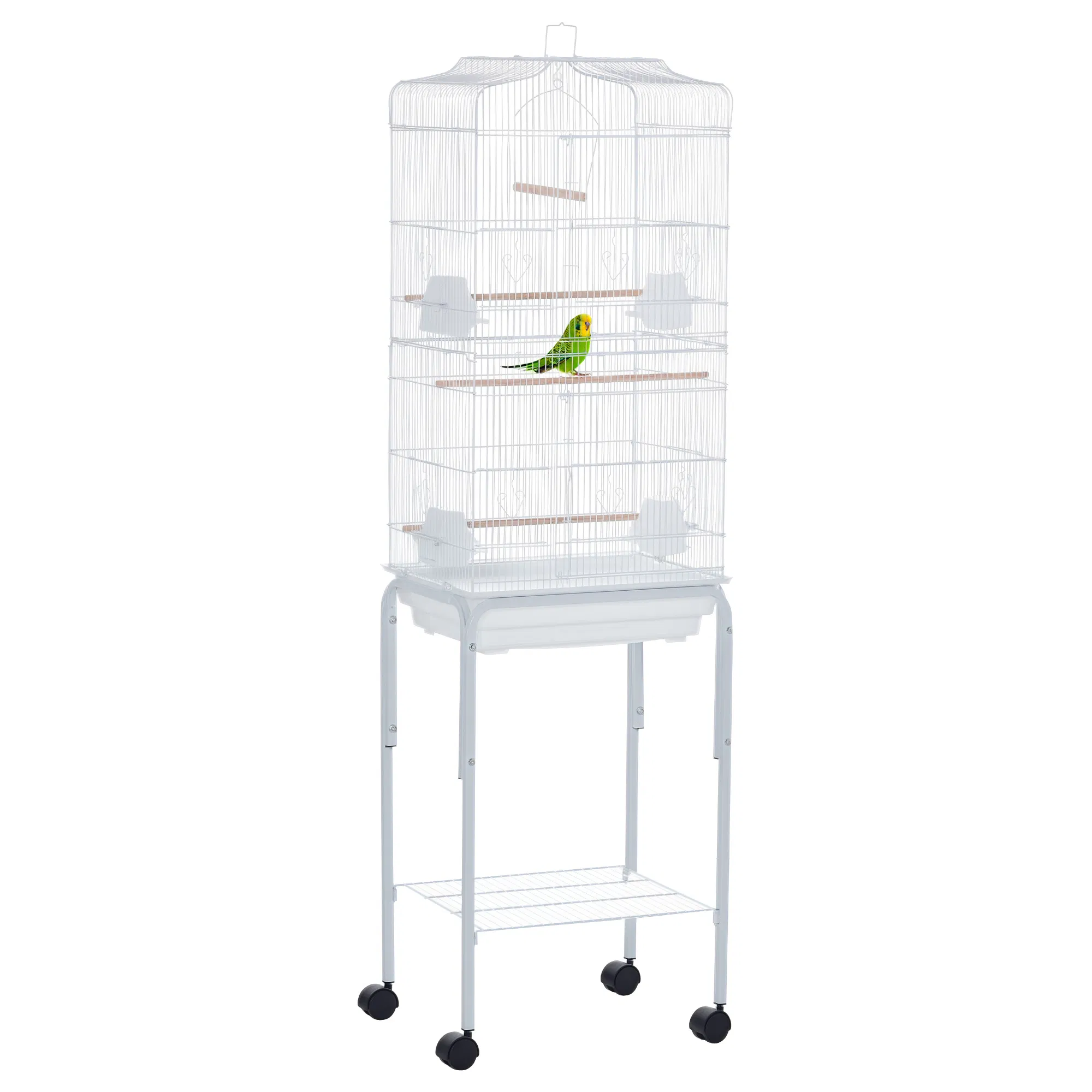 62" Rolling Bird Cage Cockatoo House Play Top Finch Pet Supply with Storage Shelf, Wheels…