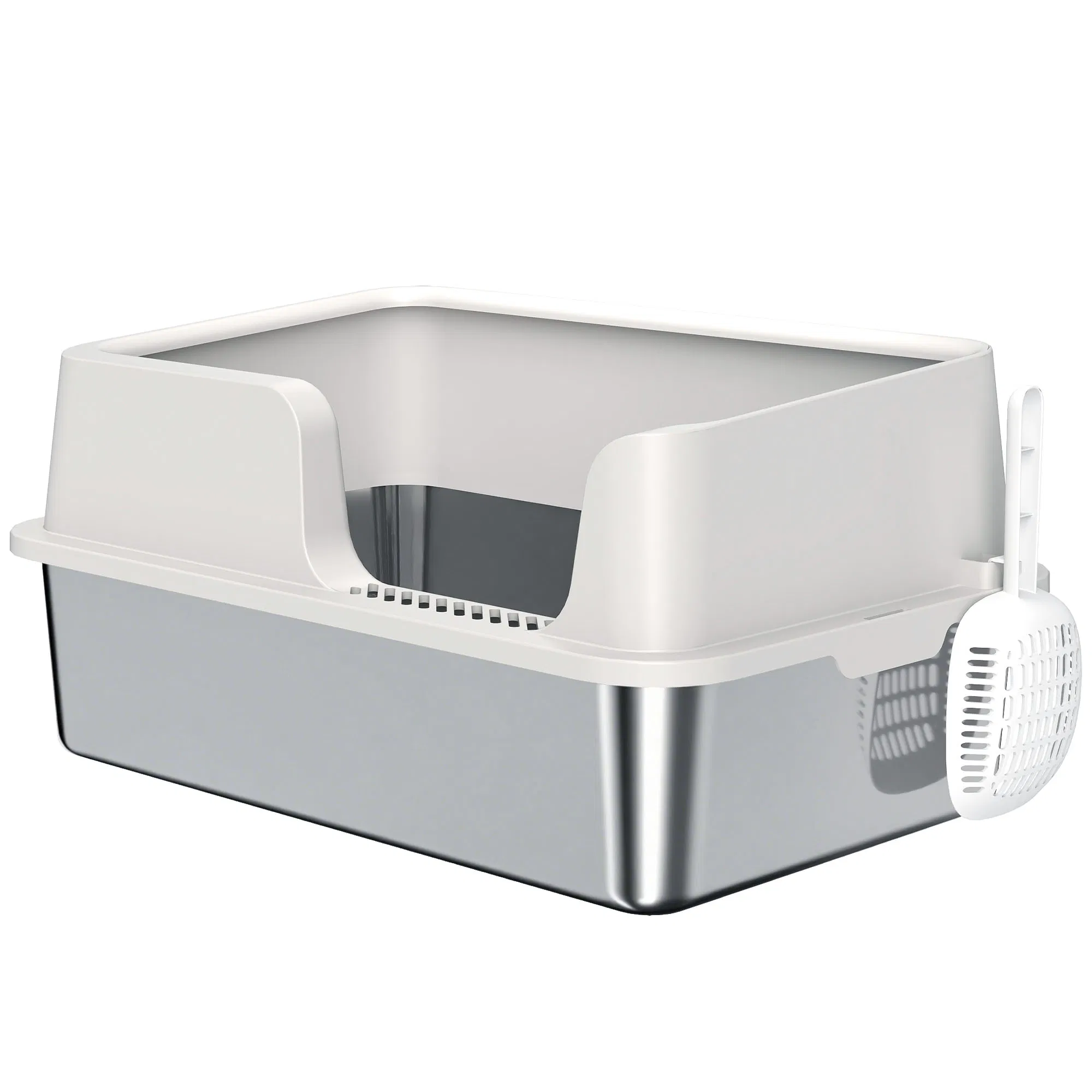 Stainless Steel Cat Litter Box with Lid with Scoop, High Sided, Non-Stick & Anti-Urine…