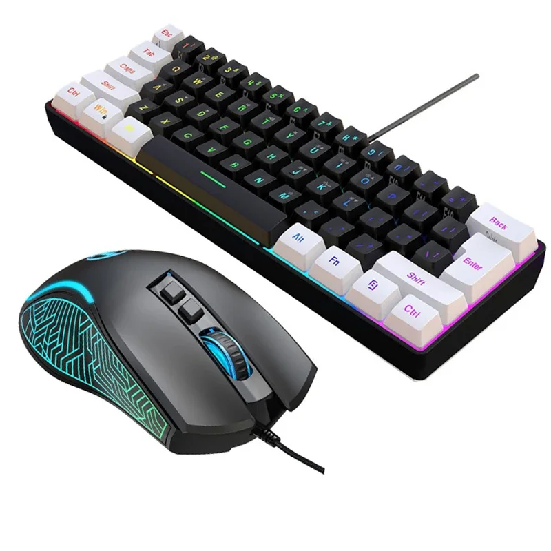 Keyboard and Mouse 60% Computer Gaming Combo Kit PC Backlit Wired Keyboards Mice Kit…
