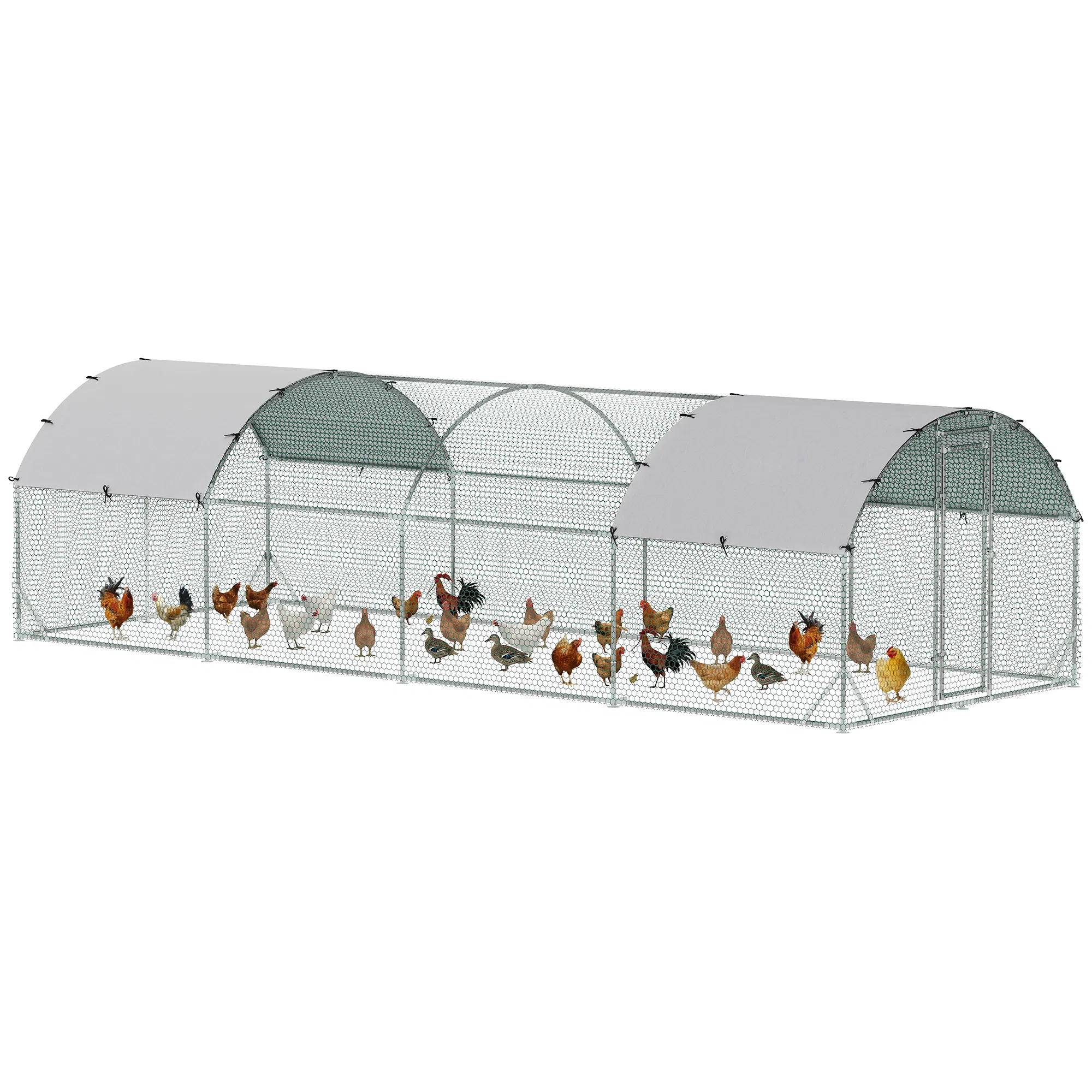 Galvanized Large Metal Chicken Coop Cage Walk-in Enclosure Poultry Hen Run House Playpen…